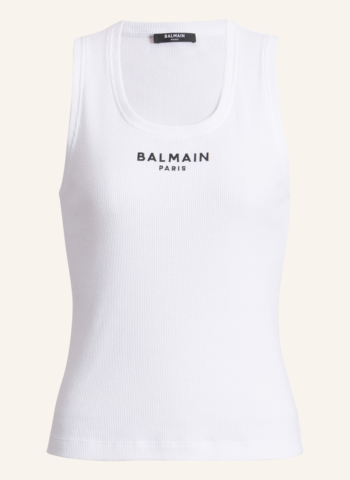 BALMAIN Tanktop mit Balmain Paris-Stickerei: WEISS