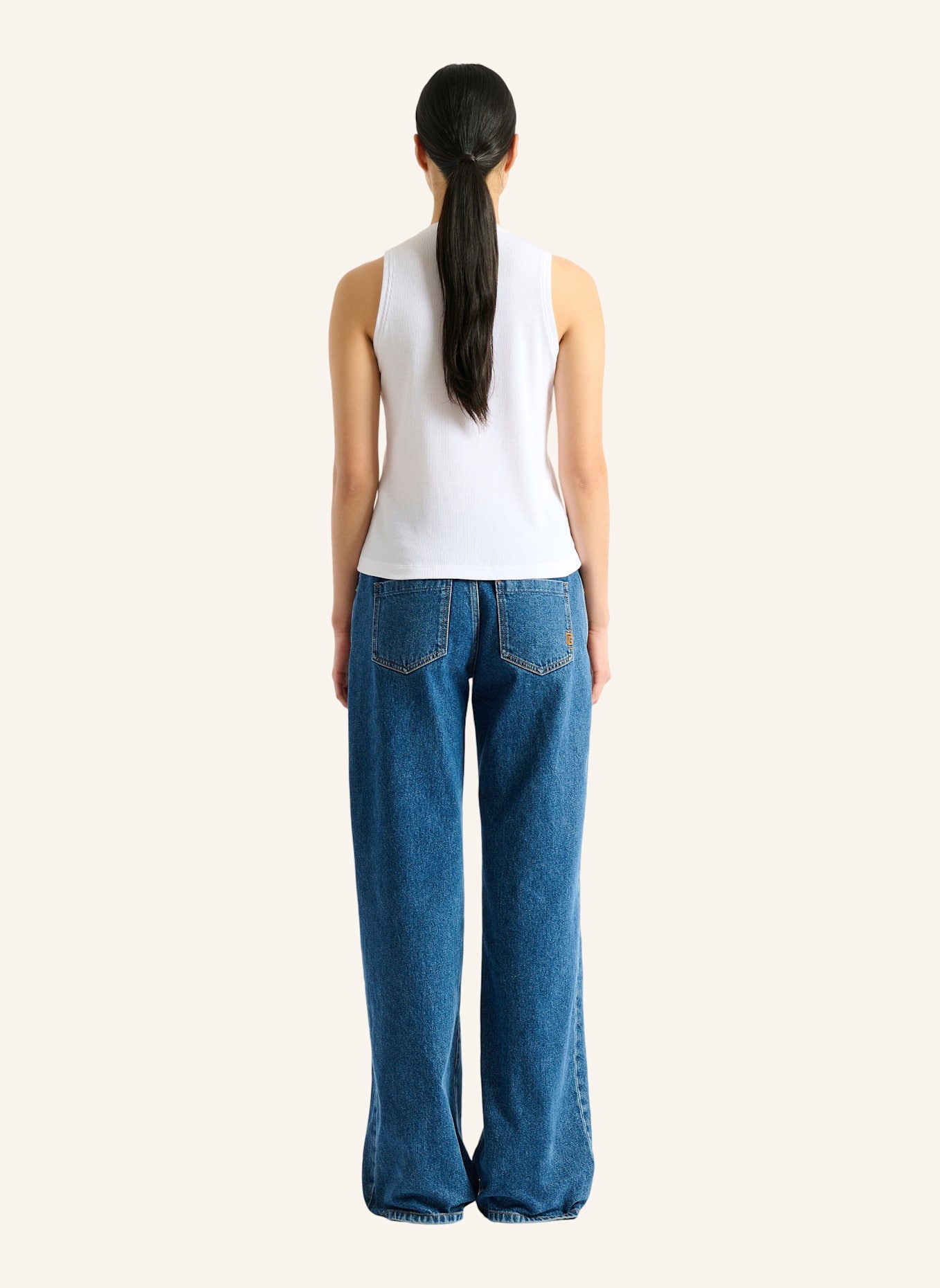 BALMAIN Tanktop mit Balmain Paris-Stickerei: WEISS