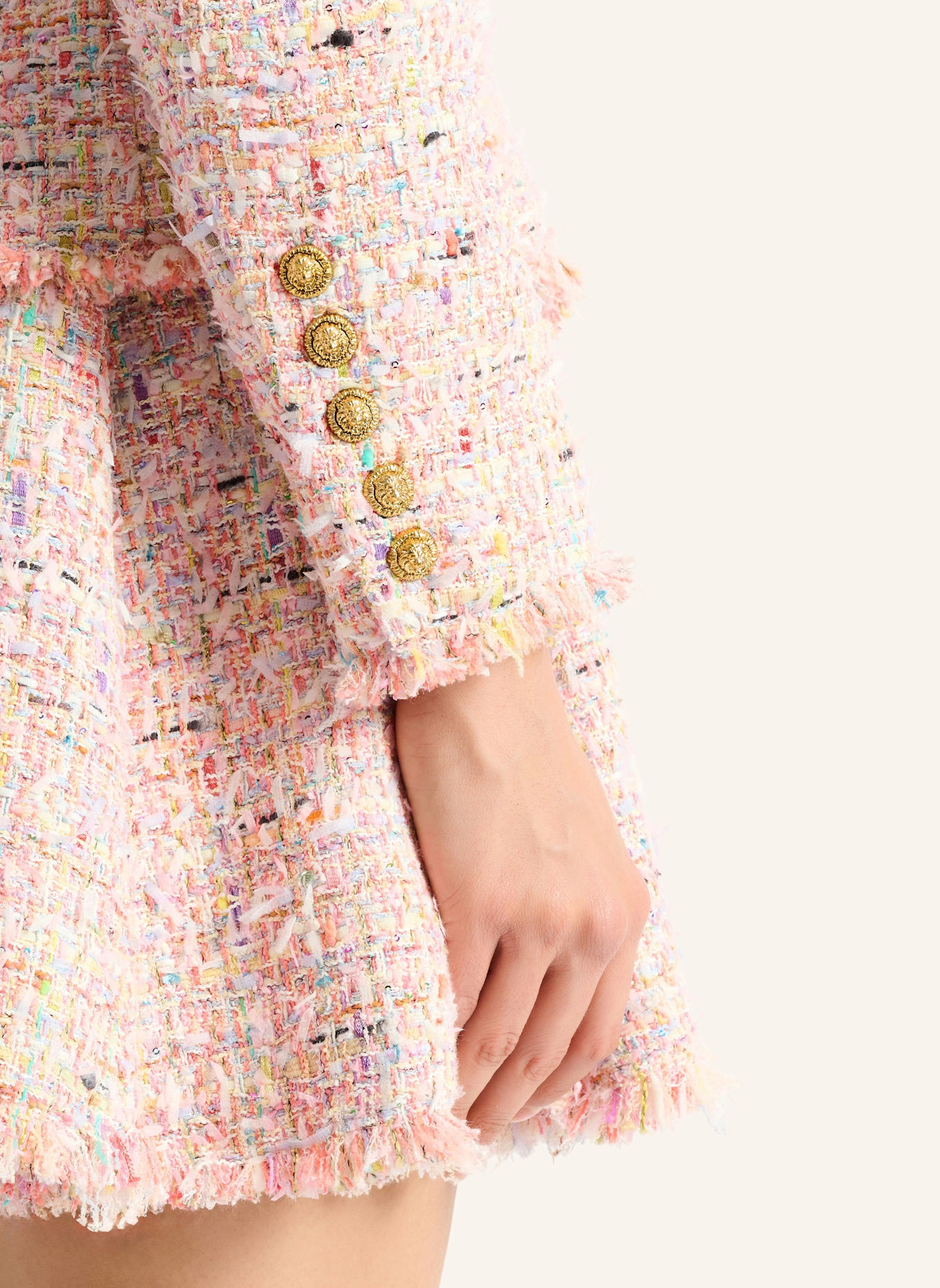 BALMAIN Tweedjacke mit zwei Knöpfen: ROSA