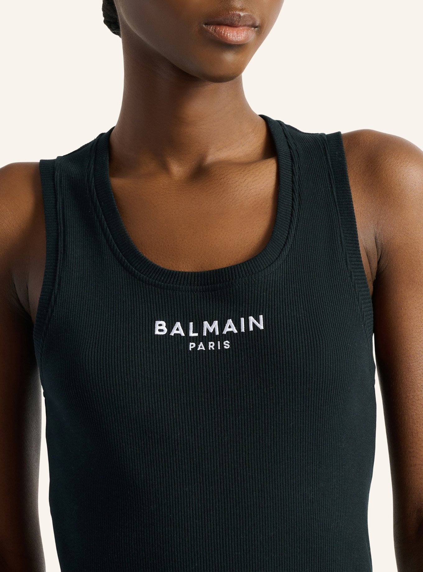 BALMAIN Tanktop mit Balmain Paris-Stickerei: SCHWARZ