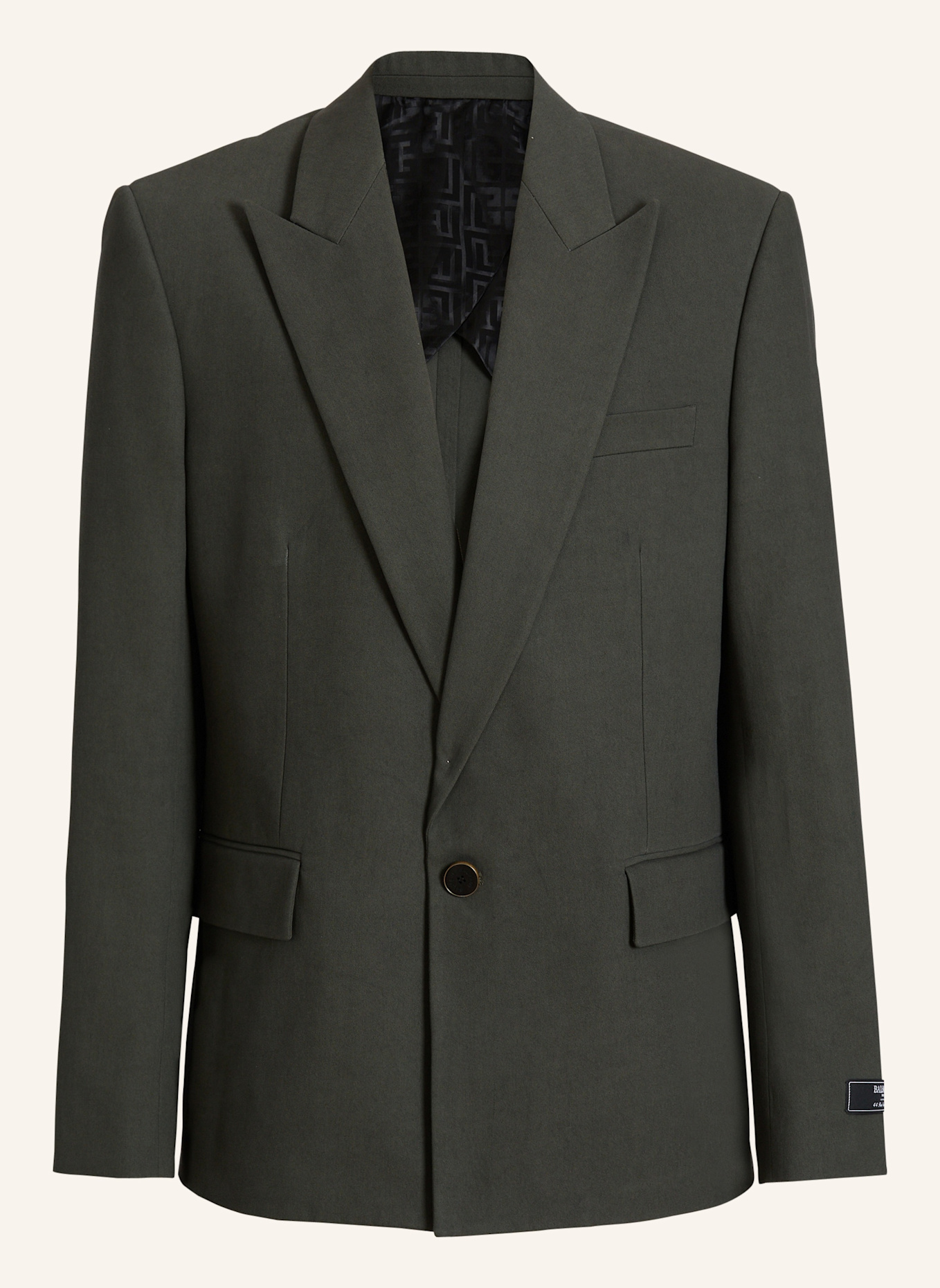 BALMAIN Jacke mit einem Knopf aus Baumwolltwill: GRÜN