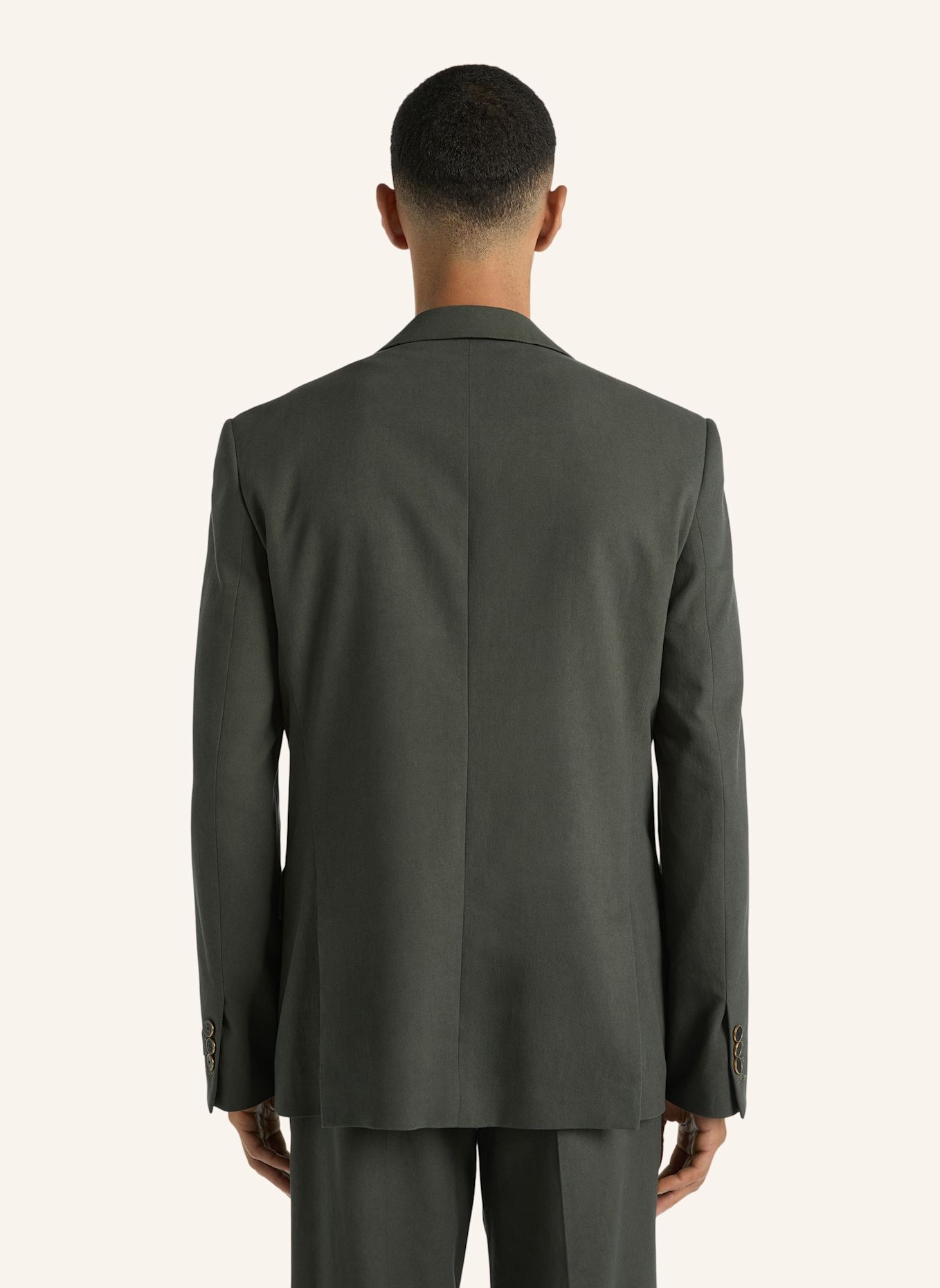 BALMAIN Jacke mit einem Knopf aus Baumwolltwill: GRÜN