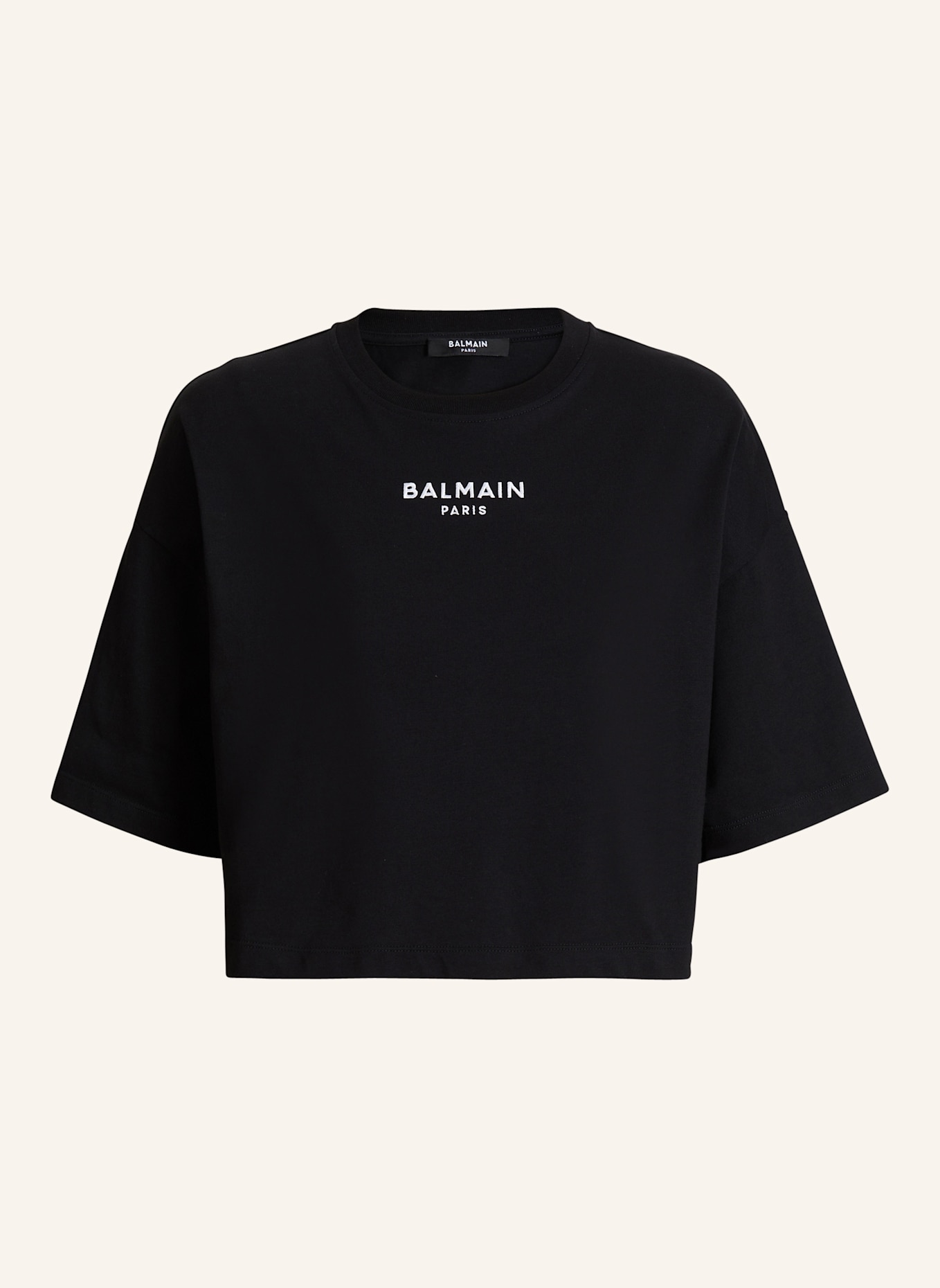 BALMAIN Besticktes Balmain Paris T-Shirt: SCHWARZ