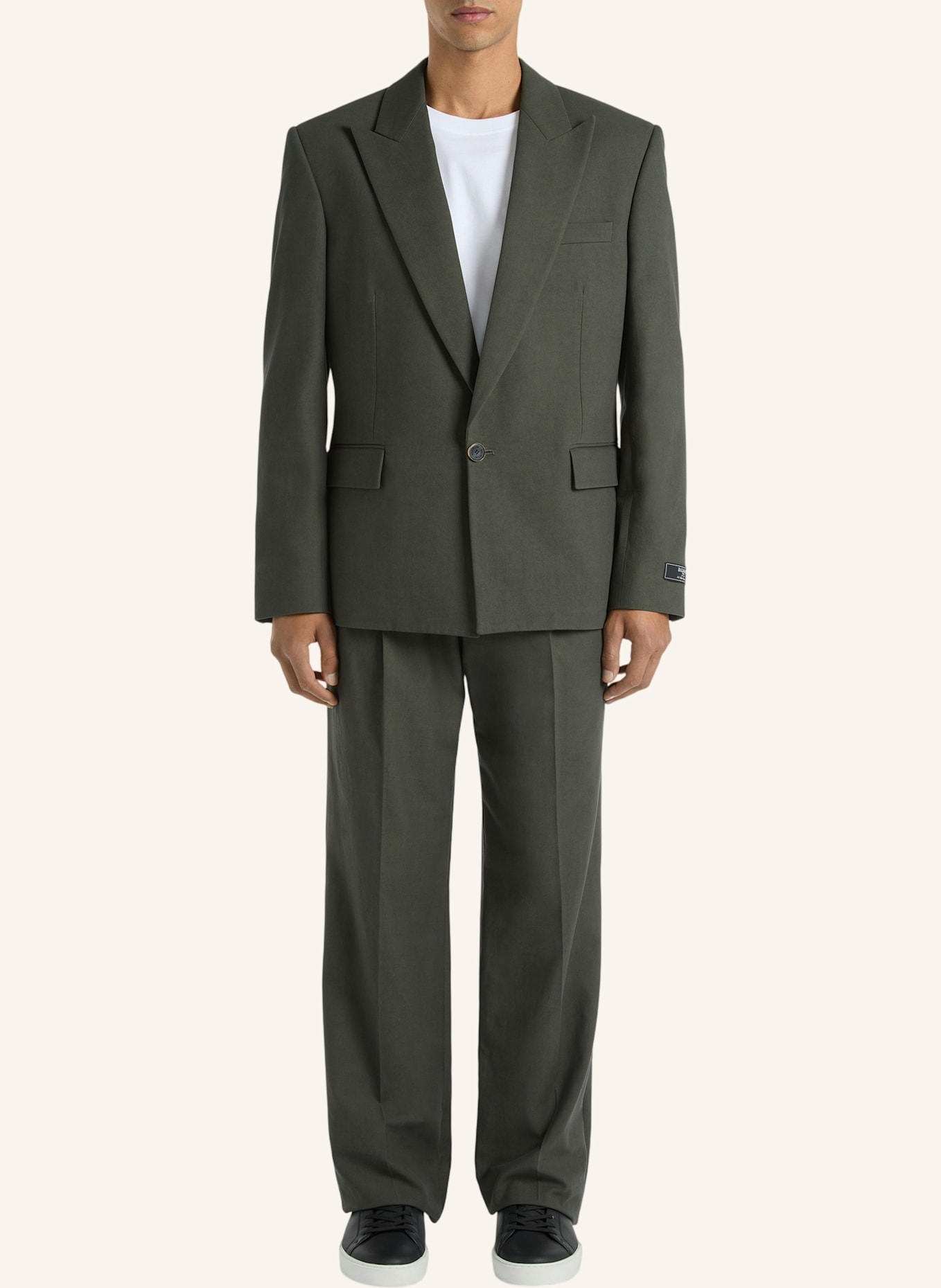 BALMAIN Jacke mit einem Knopf aus Baumwolltwill: GRÜN