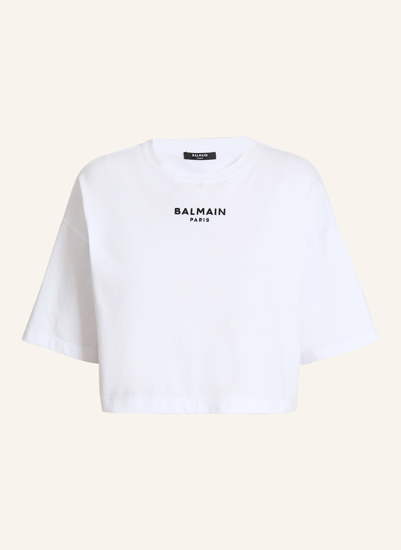 BALMAIN Besticktes Balmain Paris T-Shirt: WEISS