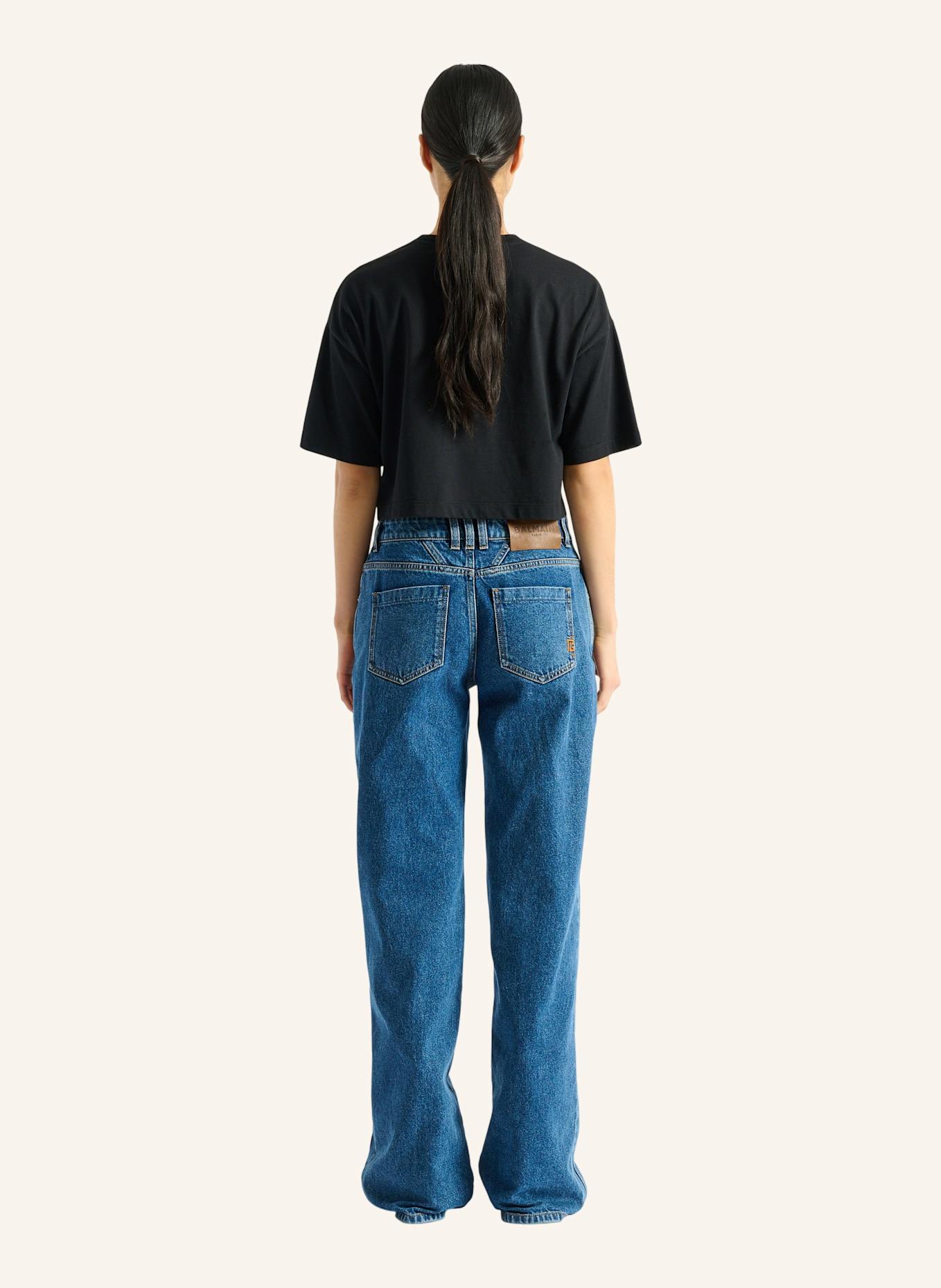 BALMAIN Besticktes Balmain Paris T-Shirt: SCHWARZ