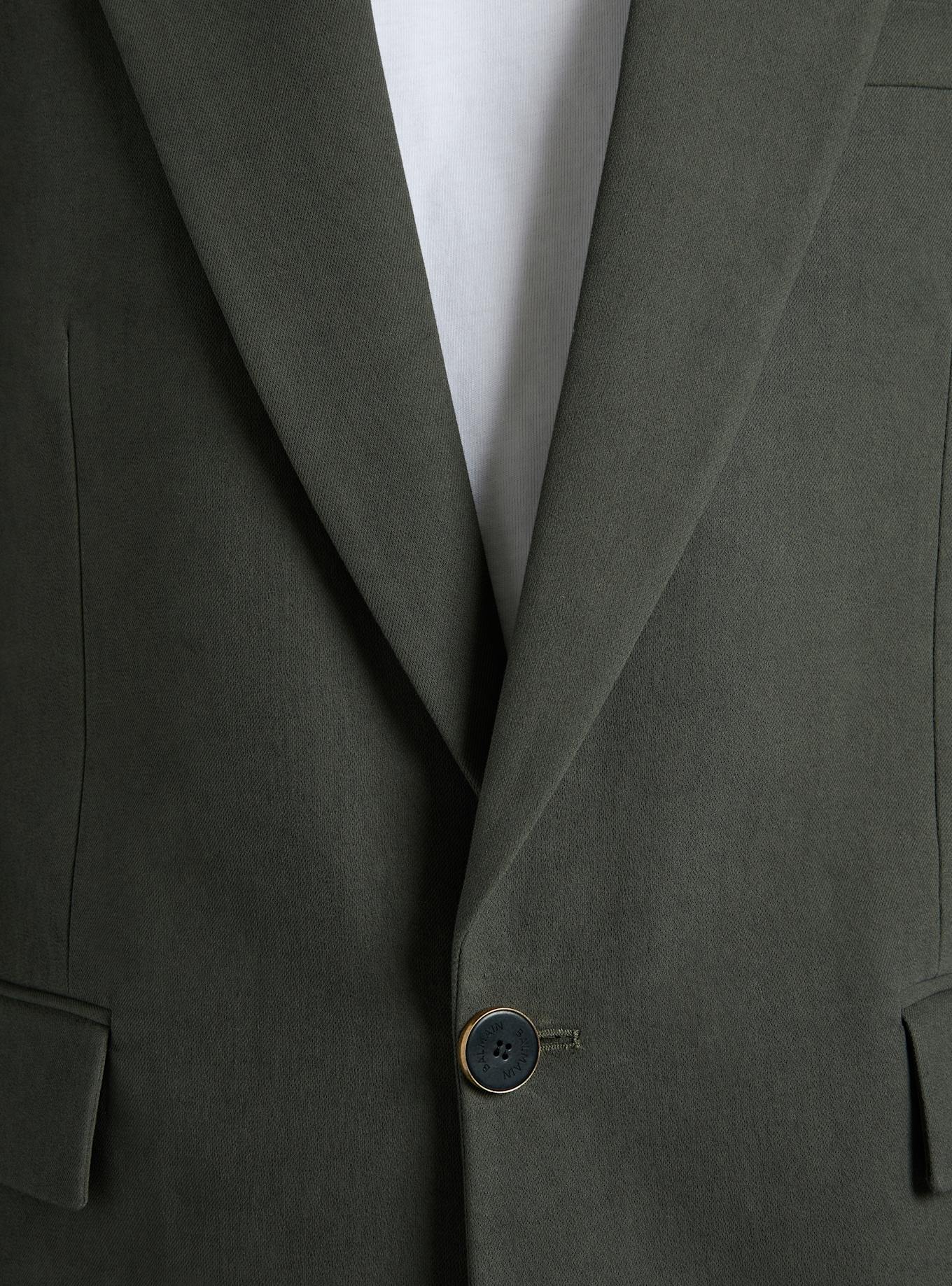 BALMAIN Jacke mit einem Knopf aus Baumwolltwill: GRÜN