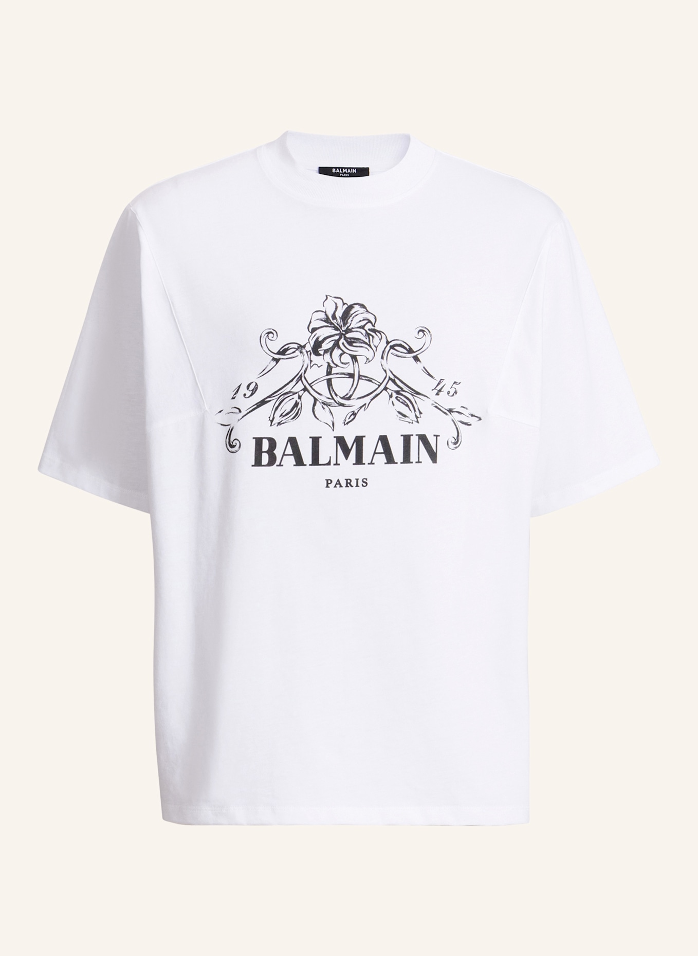 BALMAIN Bedrucktes Balmain Vine T-Shirt: WEISS