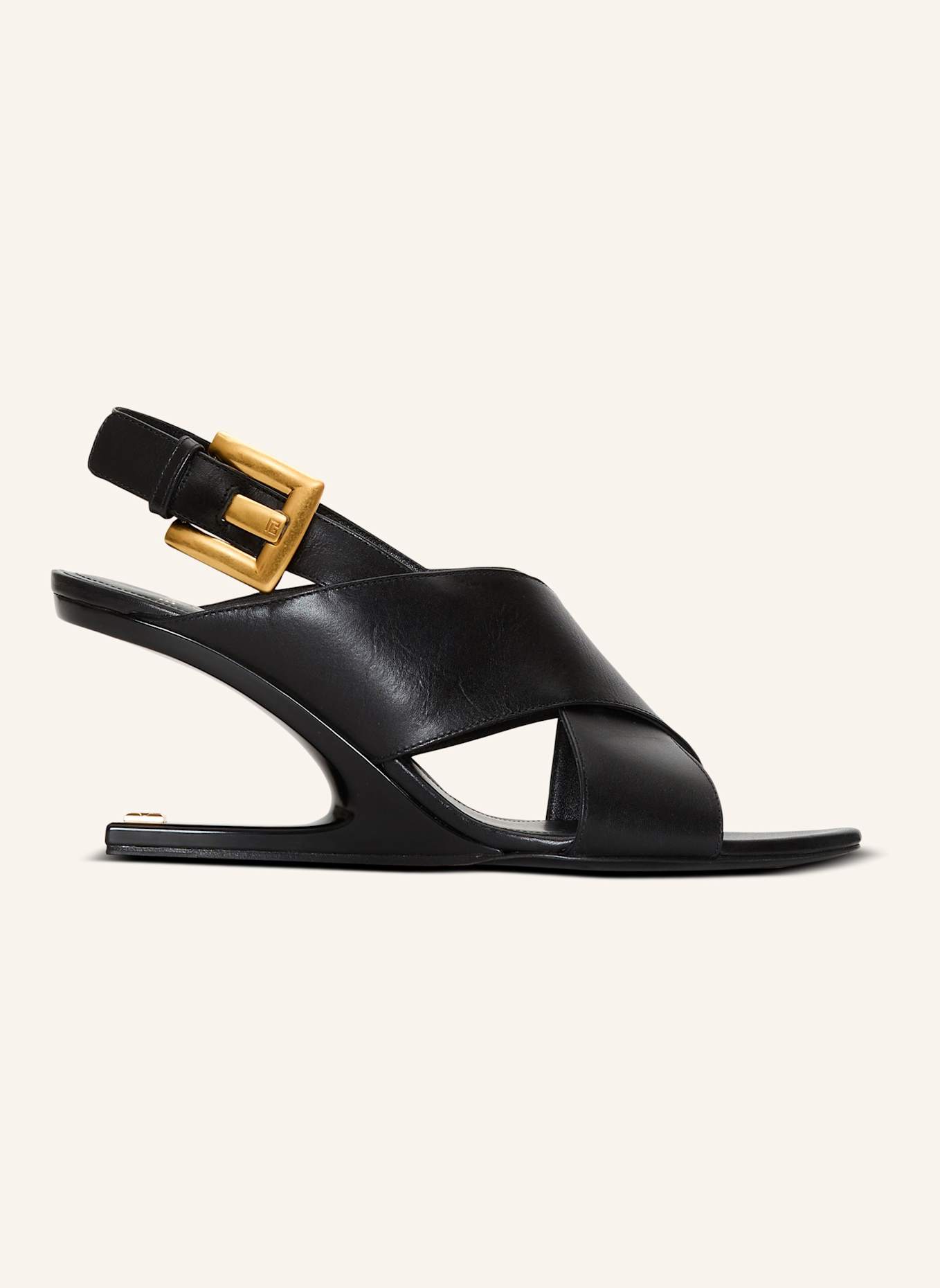 BALMAIN Anthem No Wedge Sandalen aus Glattleder: SCHWARZ
