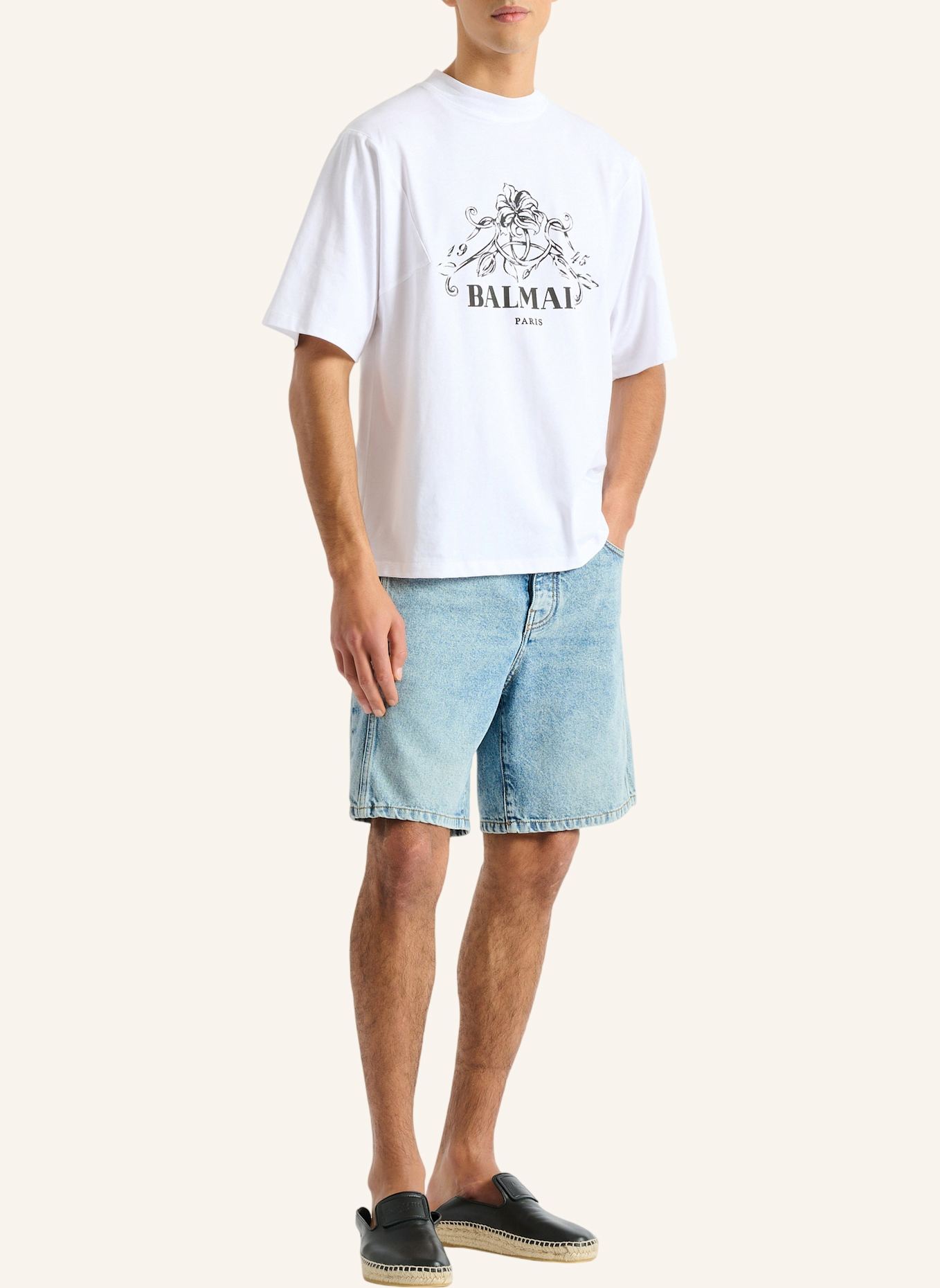 BALMAIN Bedrucktes Balmain Vine T-Shirt: WEISS