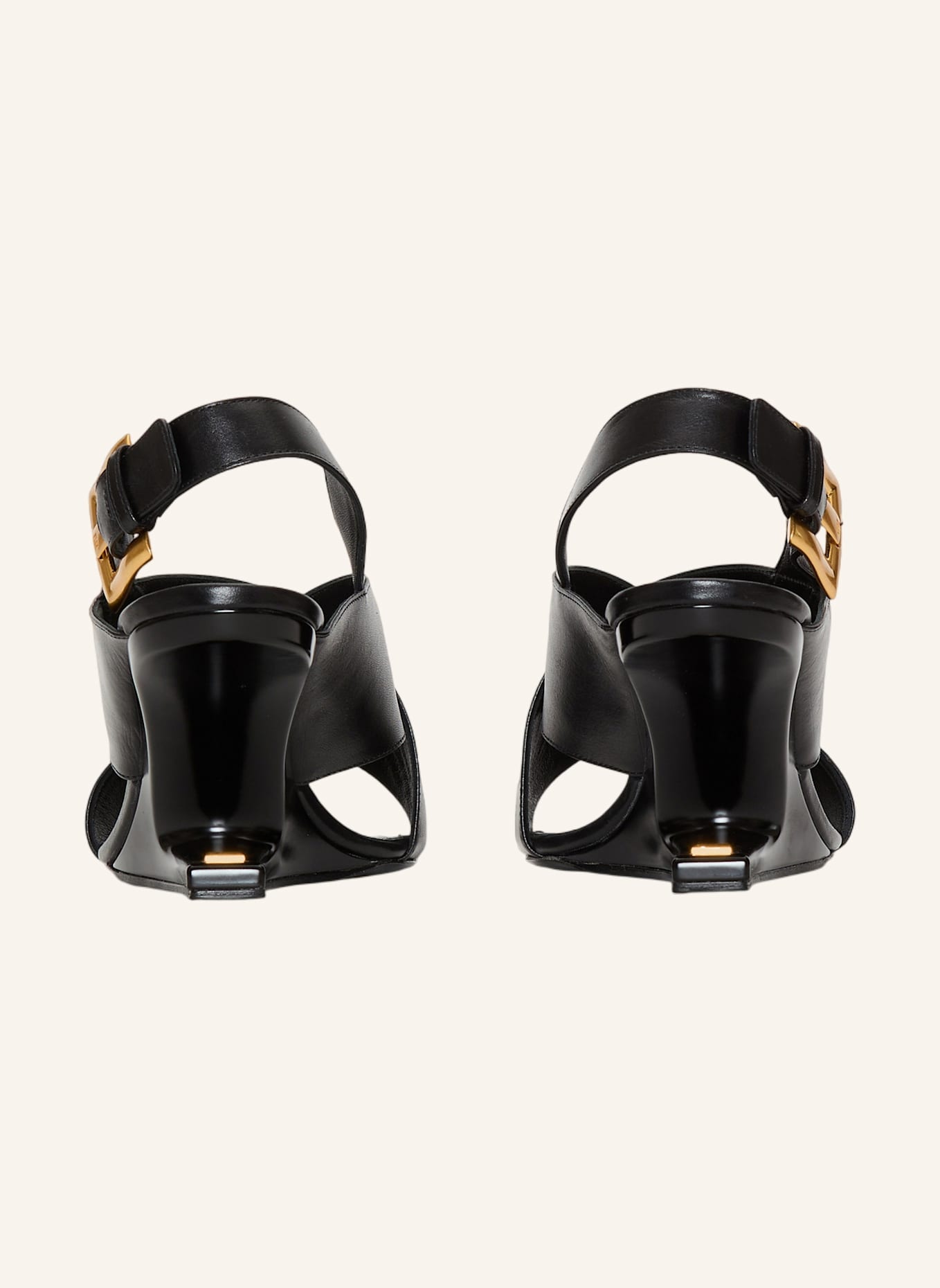 BALMAIN Anthem No Wedge Sandalen aus Glattleder: SCHWARZ