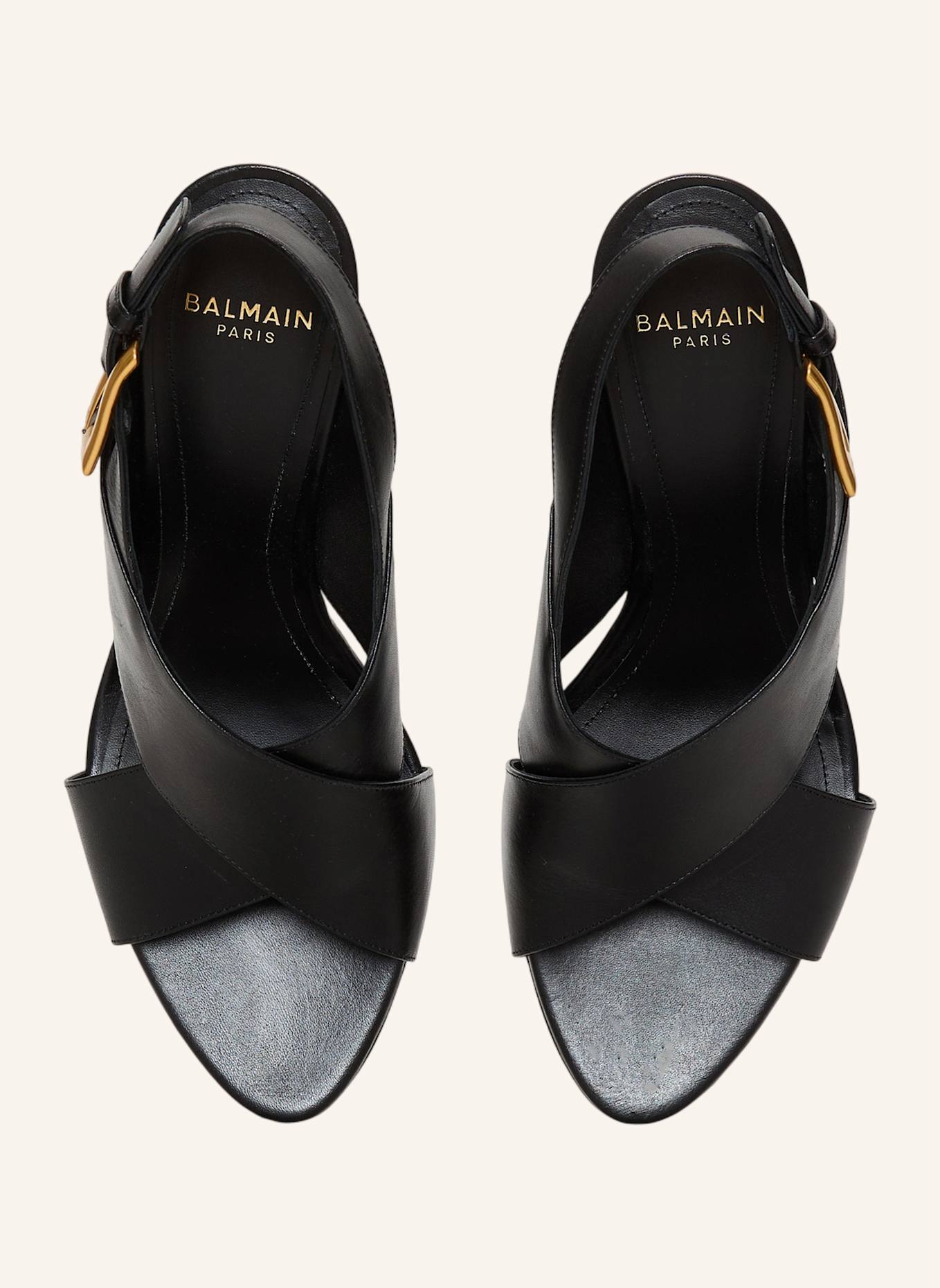 BALMAIN Anthem No Wedge Sandalen aus Glattleder: SCHWARZ