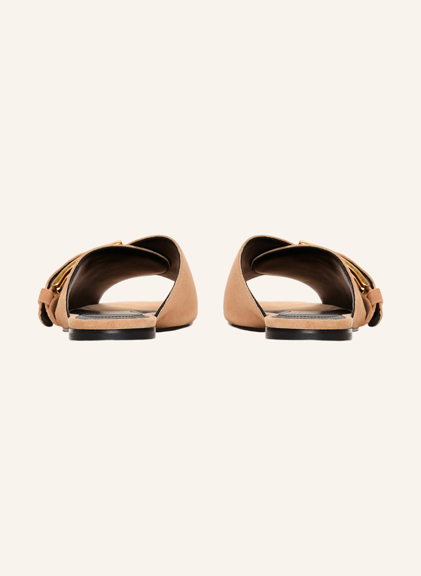 BALMAIN Flache Anthem Pantoletten aus Wildleder: KHAKI