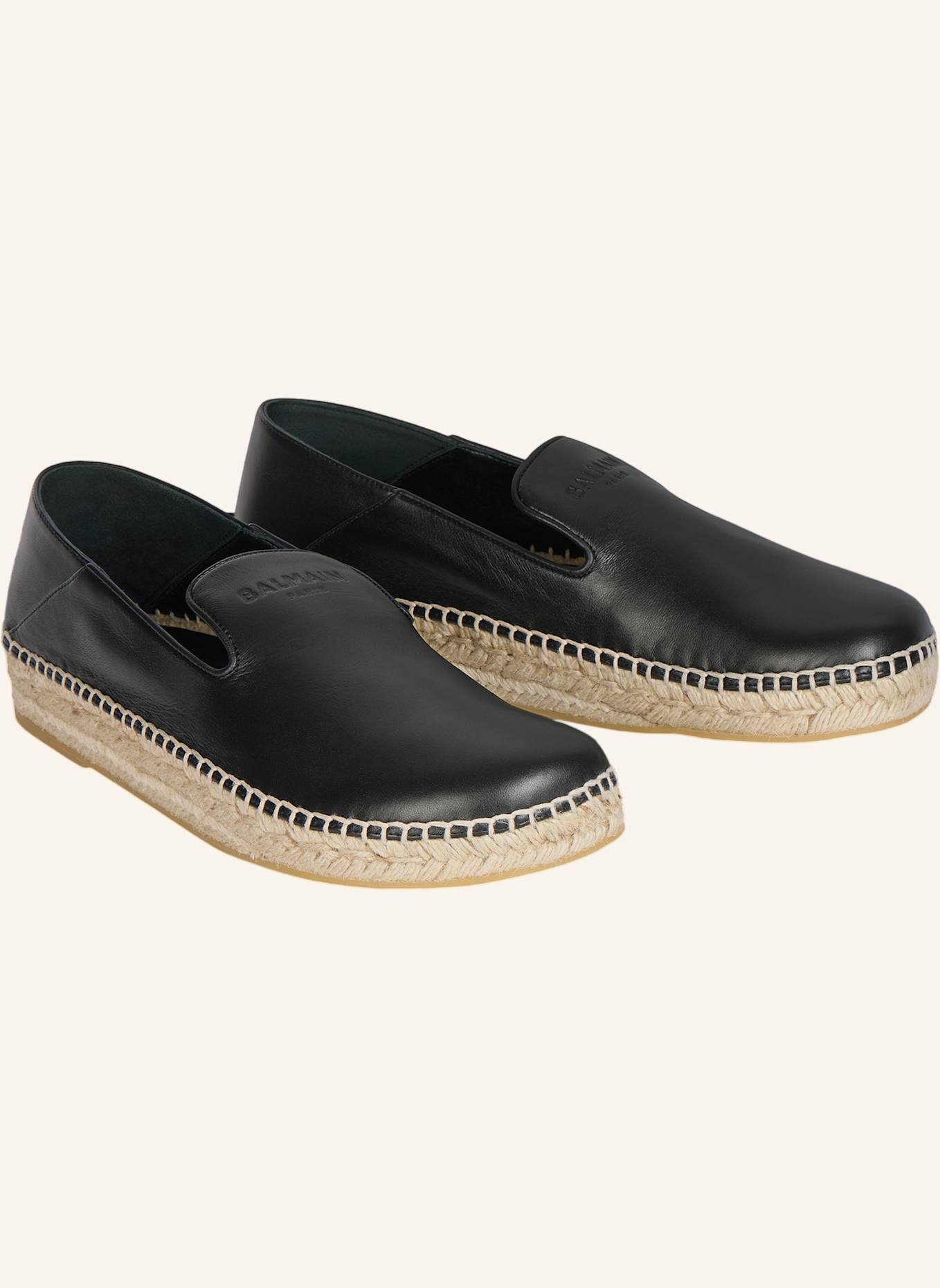 BALMAIN Espadrilles aus Glattleder: SCHWARZ
