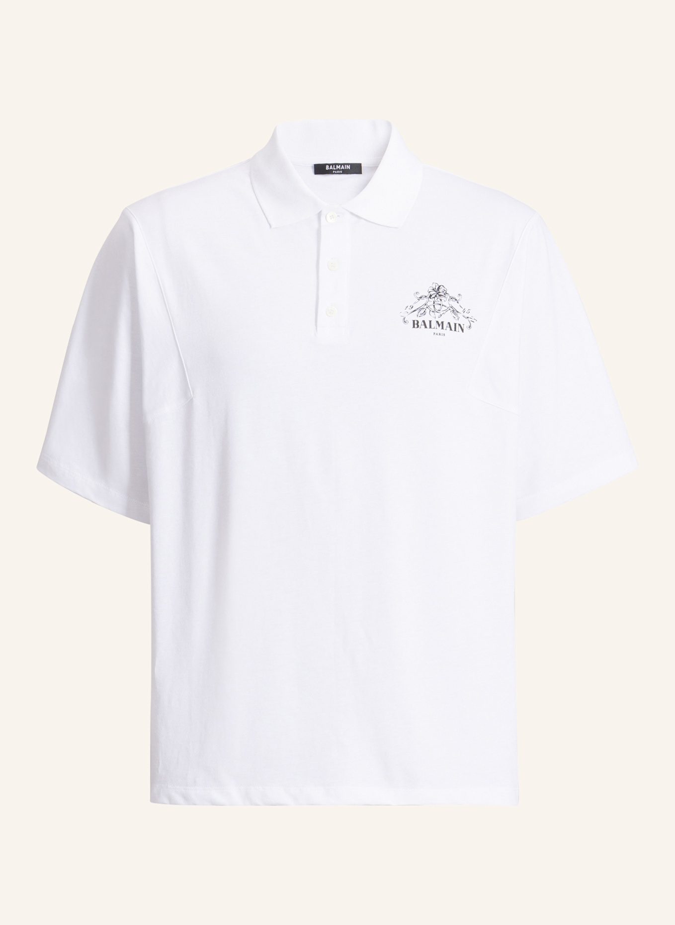 BALMAIN Bedrucktes Balmain Vine Poloshirt: WEISS