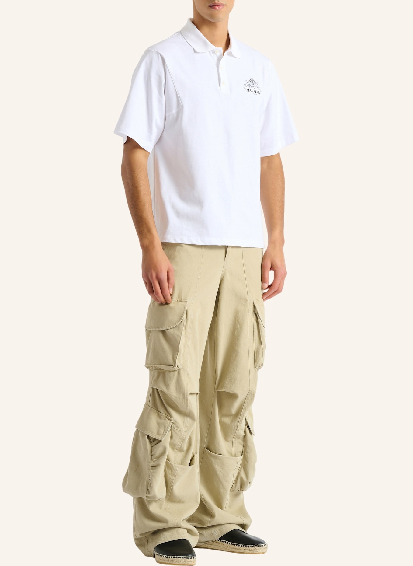 BALMAIN Bedrucktes Balmain Vine Poloshirt: WEISS