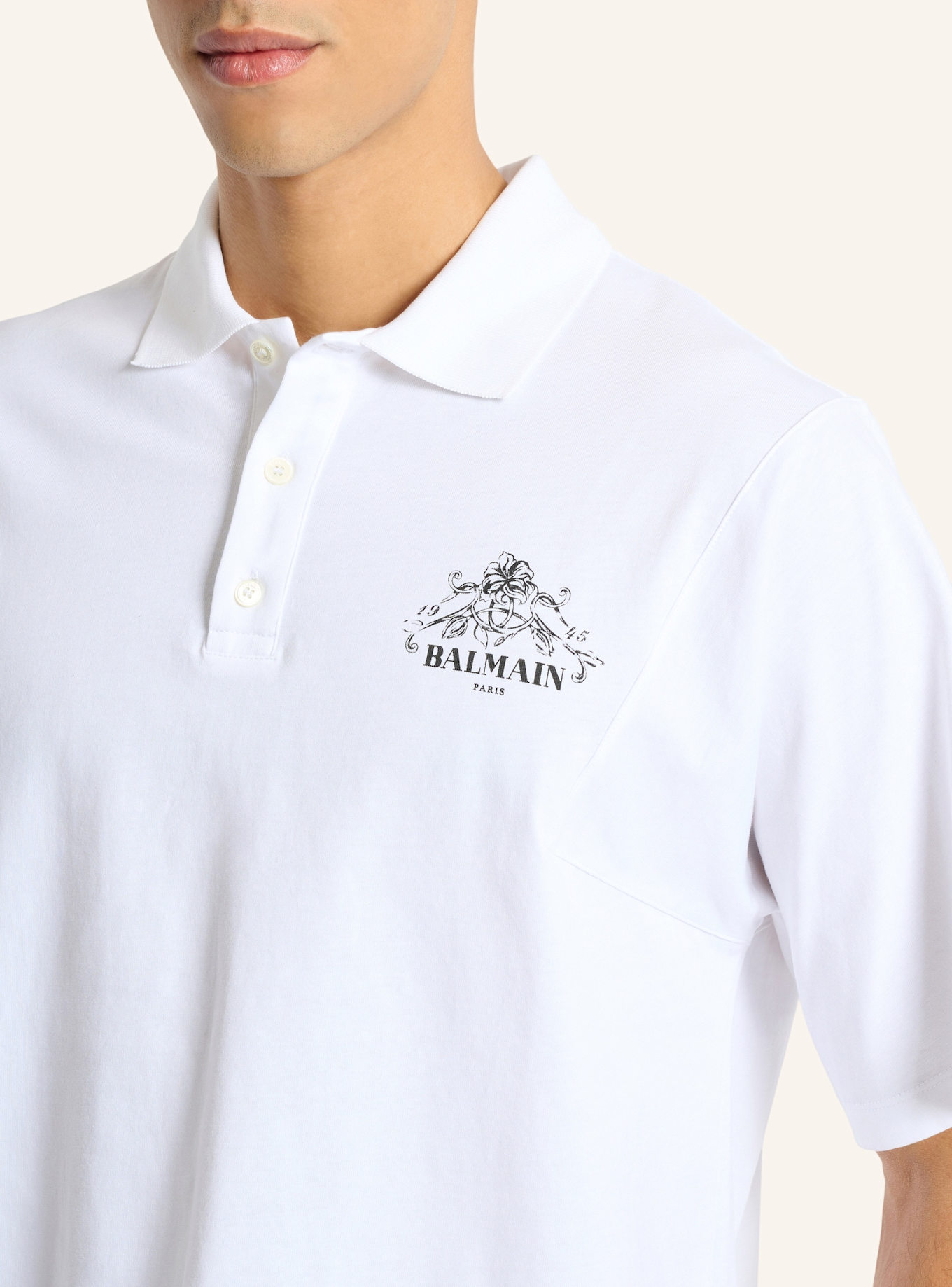 BALMAIN Bedrucktes Balmain Vine Poloshirt: WEISS
