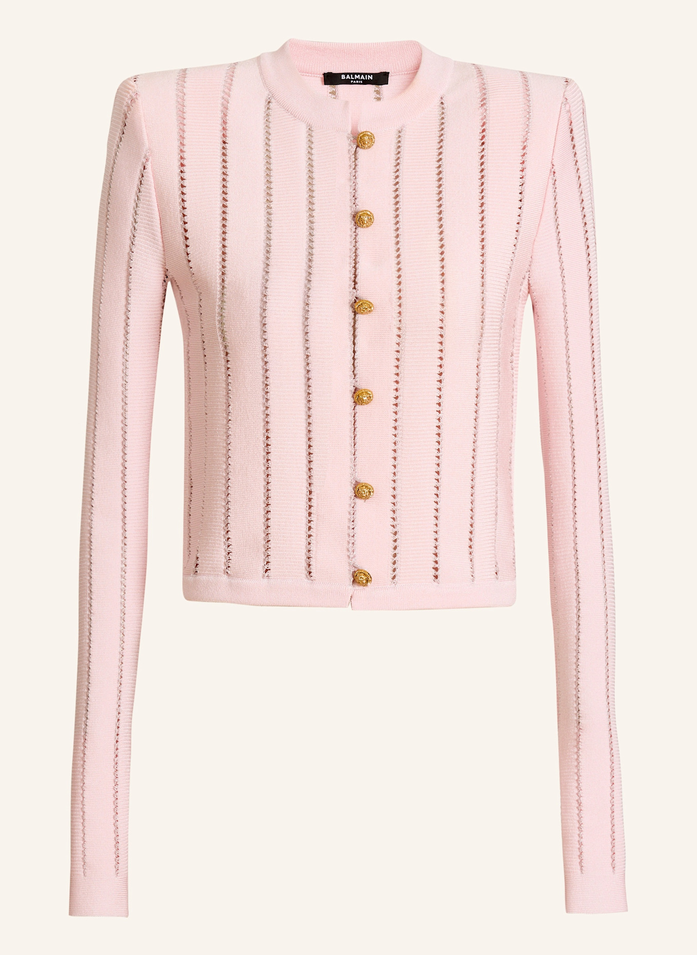 BALMAIN Kurzer Cardigan aus Fléchage-Gewebe: ROSA