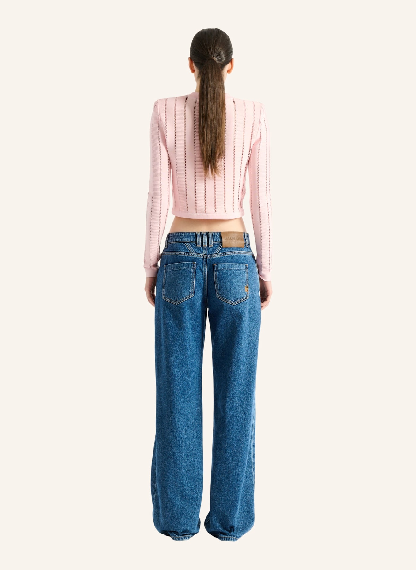 BALMAIN Kurzer Cardigan aus Fléchage-Gewebe: ROSA