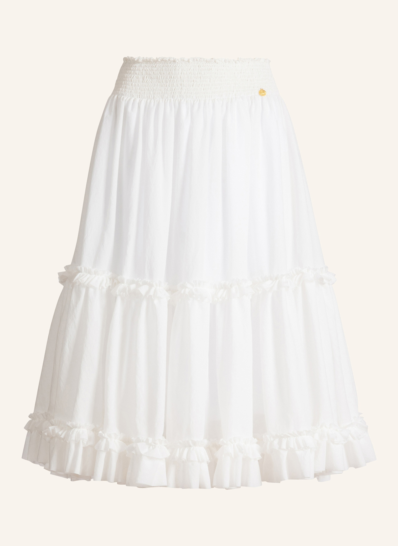 BALMAIN Langer Rock mit Raffungen: WEISS