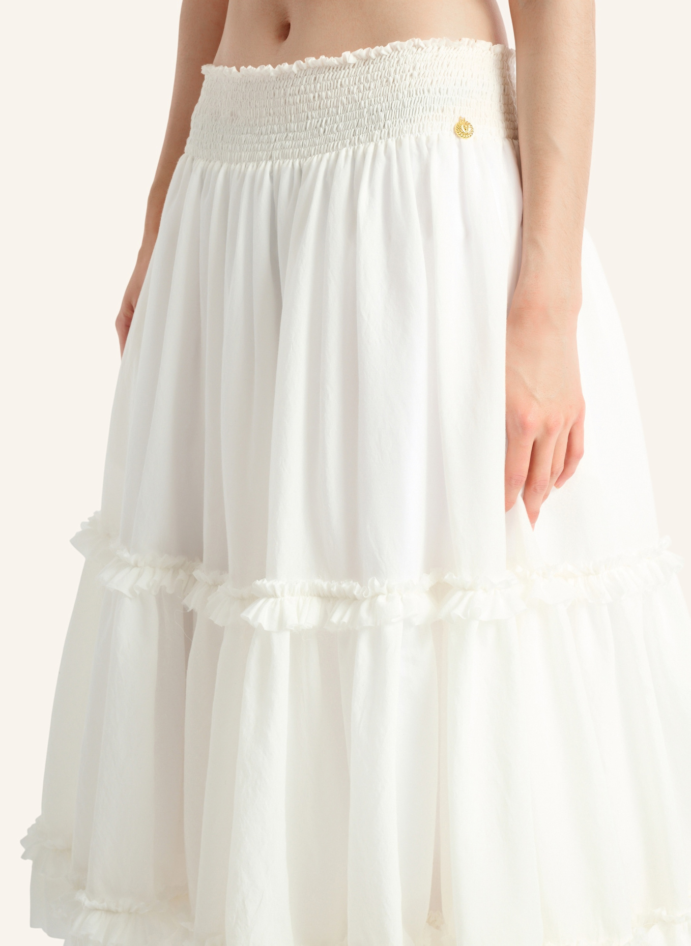 BALMAIN Langer Rock mit Raffungen: WEISS