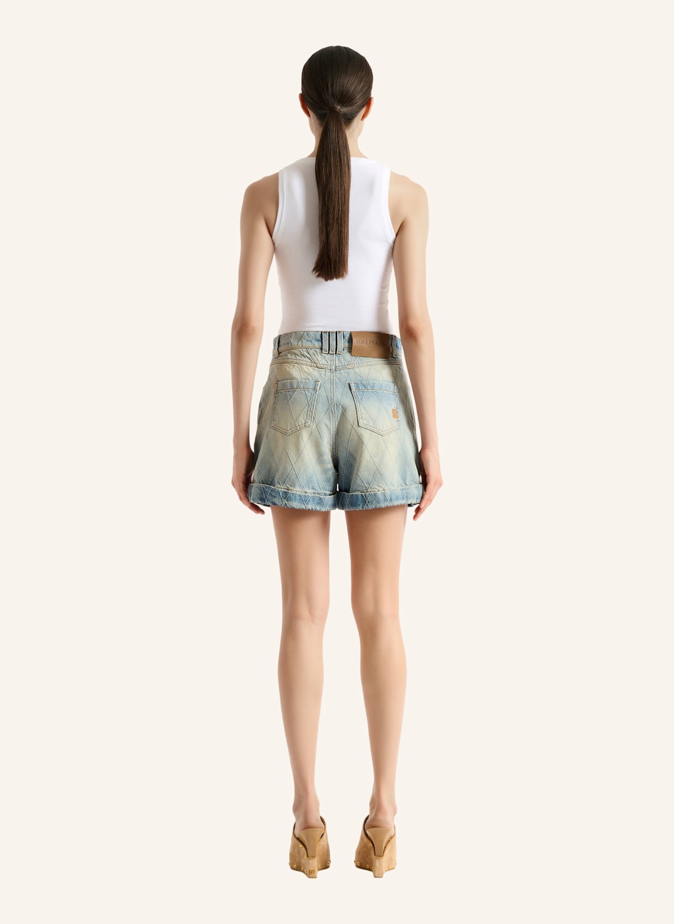 BALMAIN Jeansshorts mit Ziernähten: BLAU