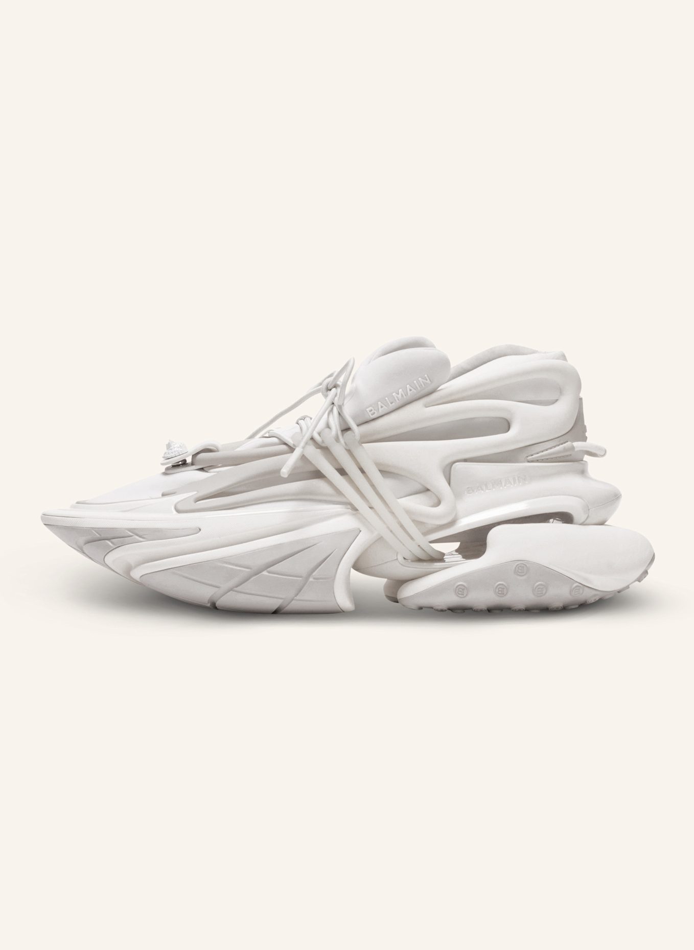 BALMAIN Unicorn Low-Top-Sneakers aus Neopren und Leder: WEISS