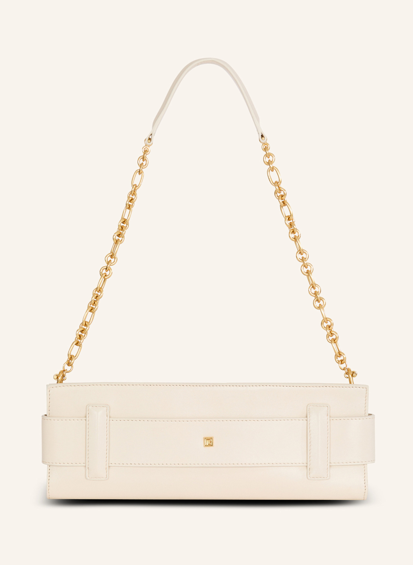 BALMAIN Pochette Anthem aus Lammleder und Emaille: KHAKI