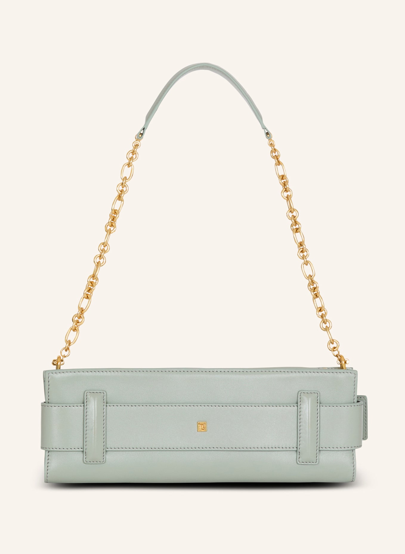 BALMAIN Anthem Clutch aus Kalbsleder: GRÜN