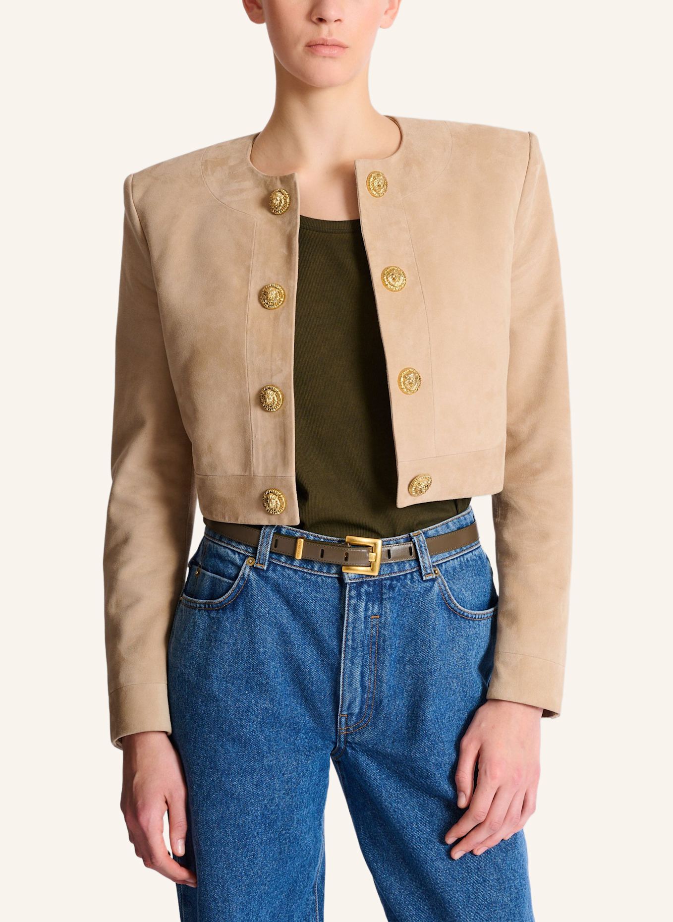 BALMAIN Anthem Gürtel aus Glattleder: GRÜN