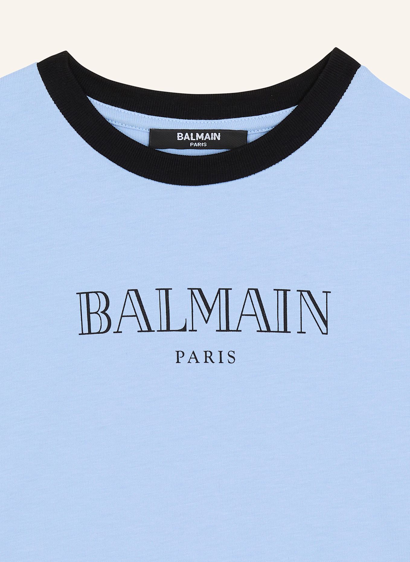 BALMAIN T-Shirt mit Balmain Paris-Print: BLAU