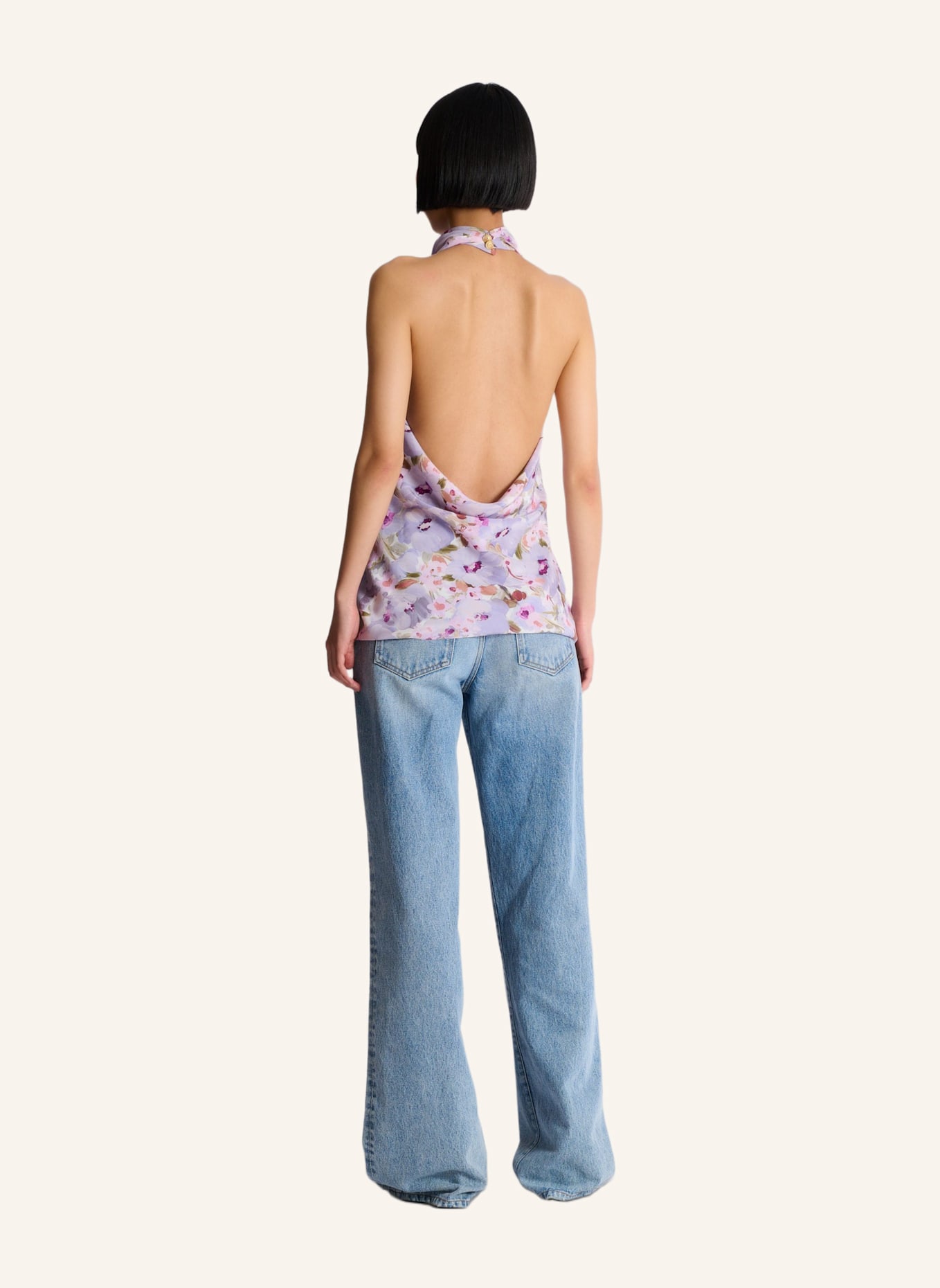 BALMAIN Ärmelloses Top mit Poppi-Flower-Print: NUDE