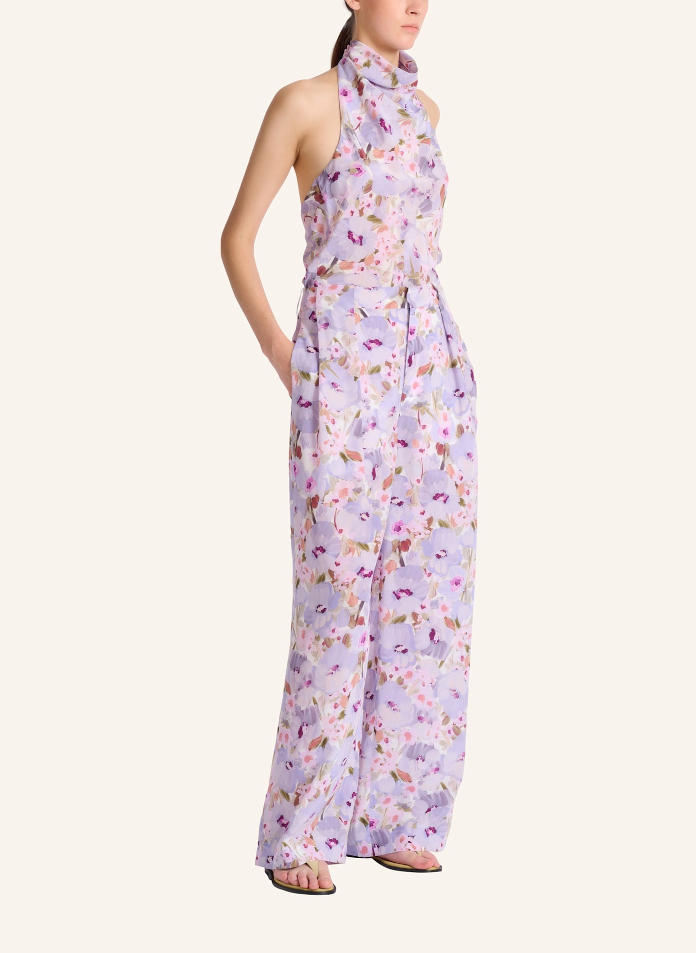 BALMAIN Hose mit Poppi-Flower-Print: NUDE