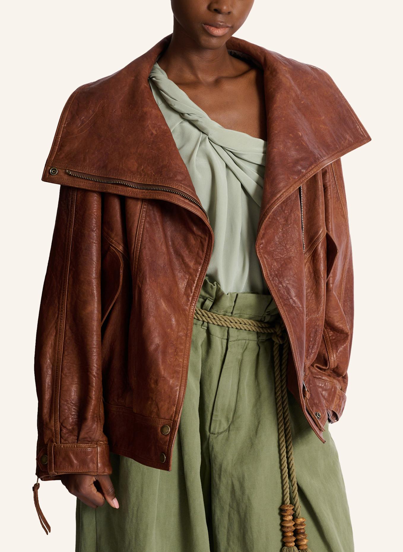 BALMAIN Bomberjacke aus Lammleder: BRAUN