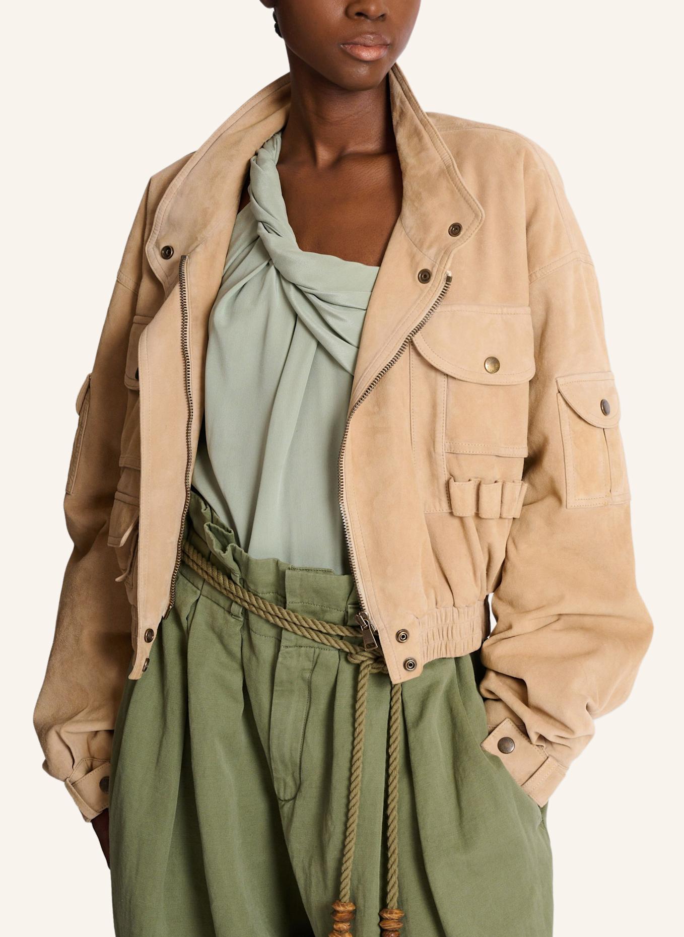 BALMAIN Bomberjacke aus Wildleder: KHAKI