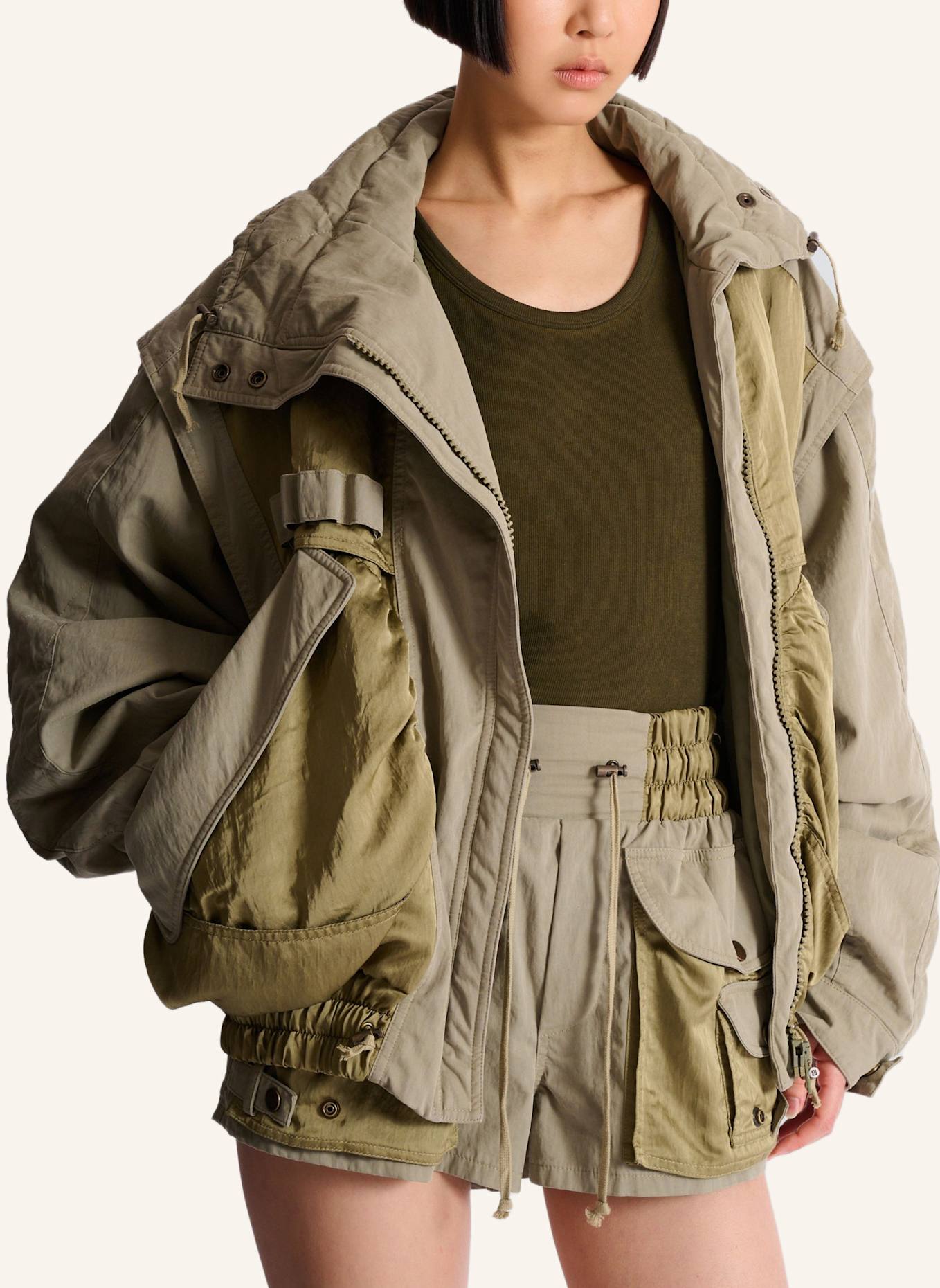 BALMAIN Bomberjacke aus Baumwolltwill: GRÜN