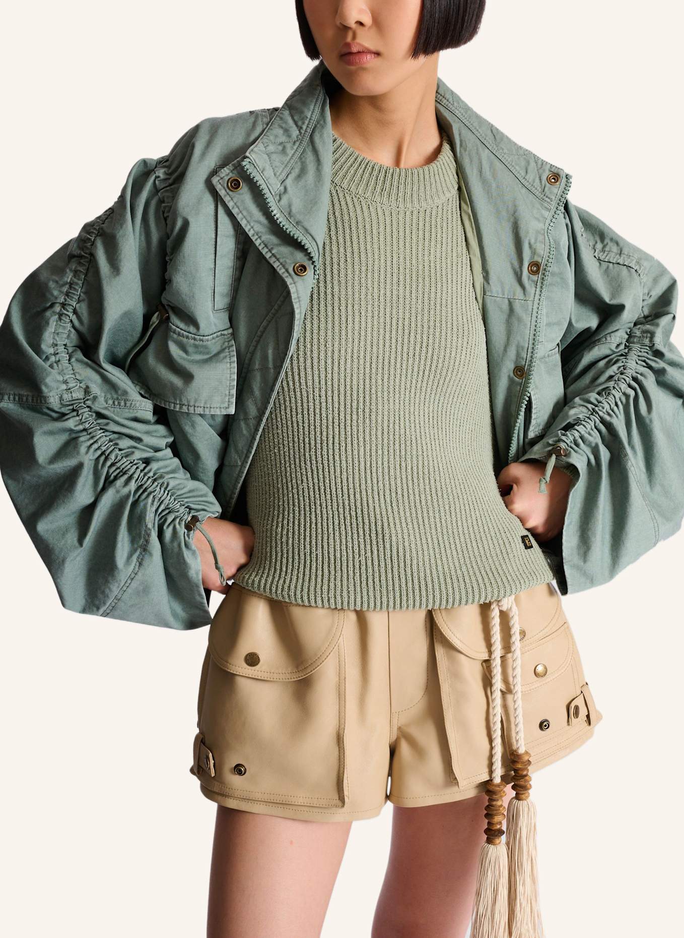 BALMAIN Parka aus Baumwollgabardine: GRÜN