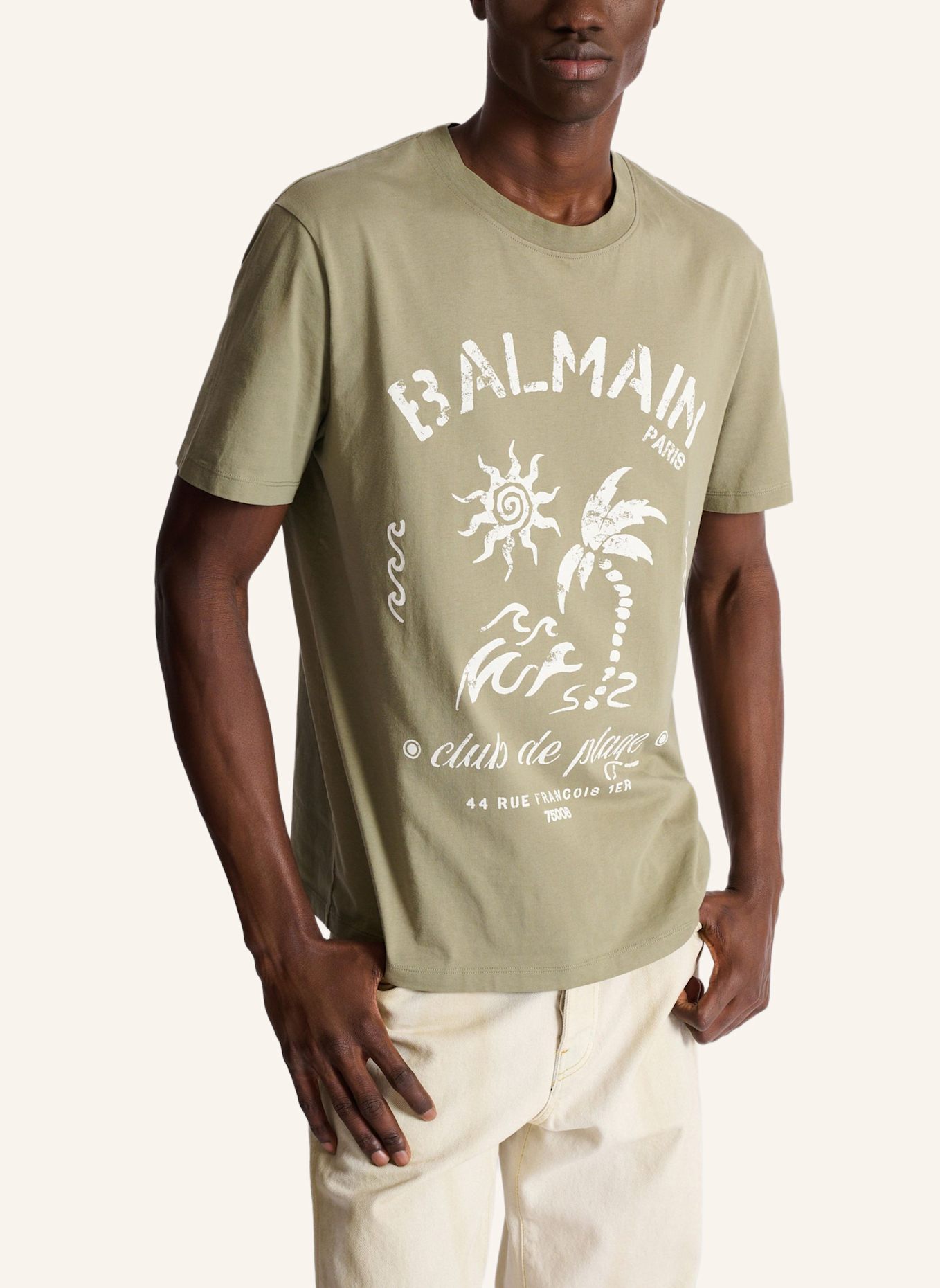 BALMAIN T-Shirt mit Balmain Plage-Print: GRÜN