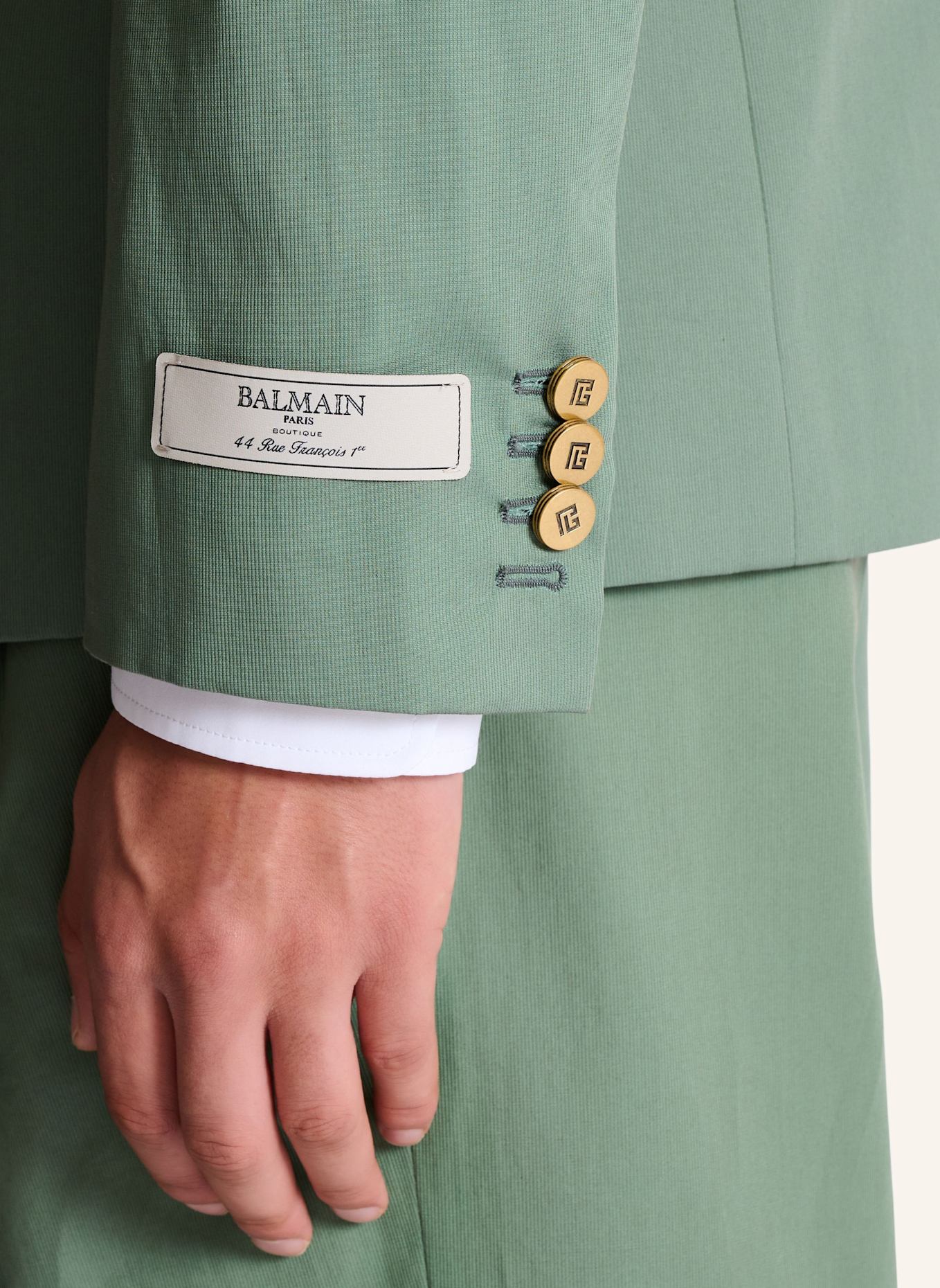 BALMAIN Jacke mit zwei Knöpfen aus Baumwolltwill: GRÜN