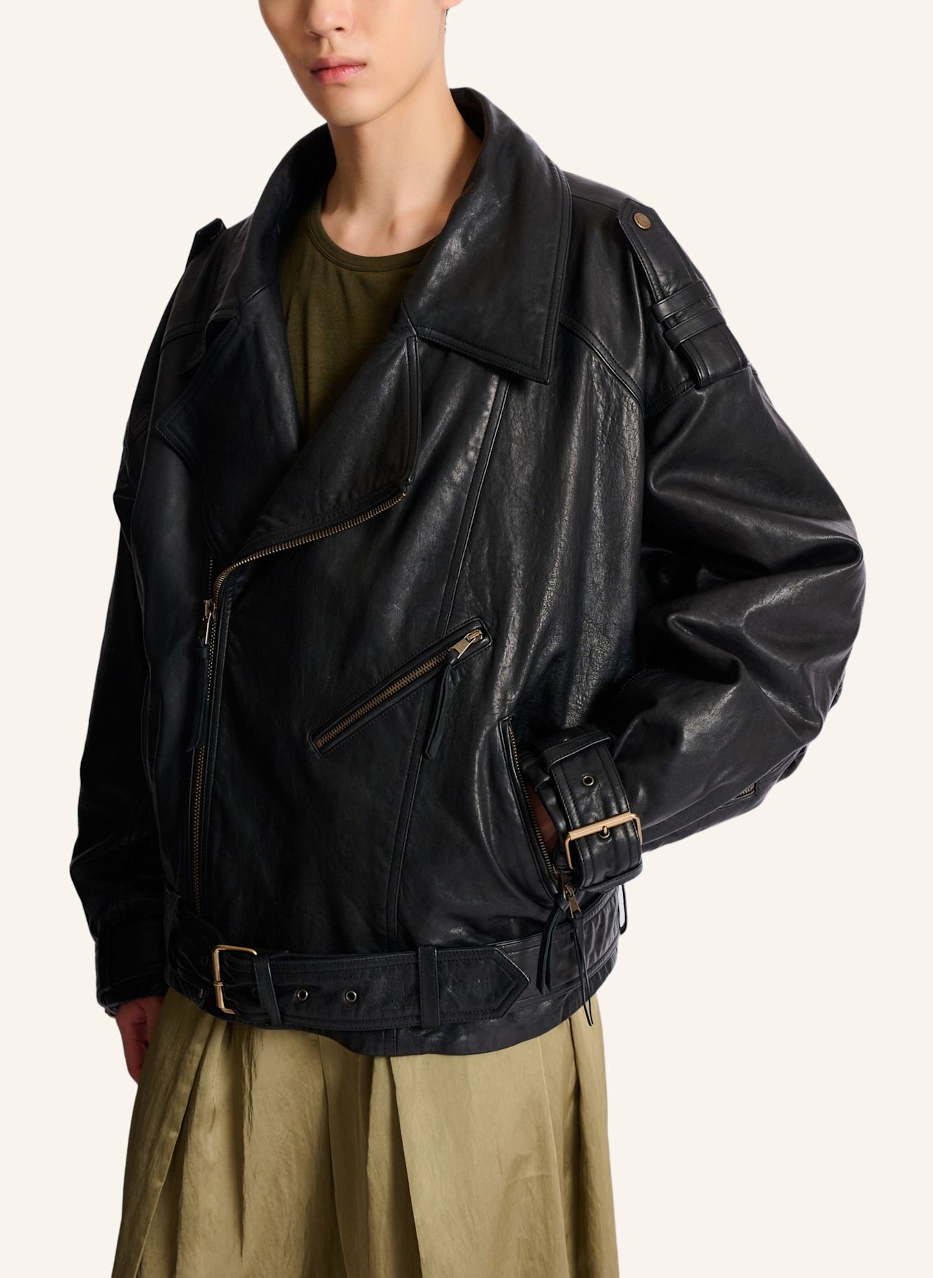 BALMAIN Bikerjacke aus Lammleder: SCHWARZ