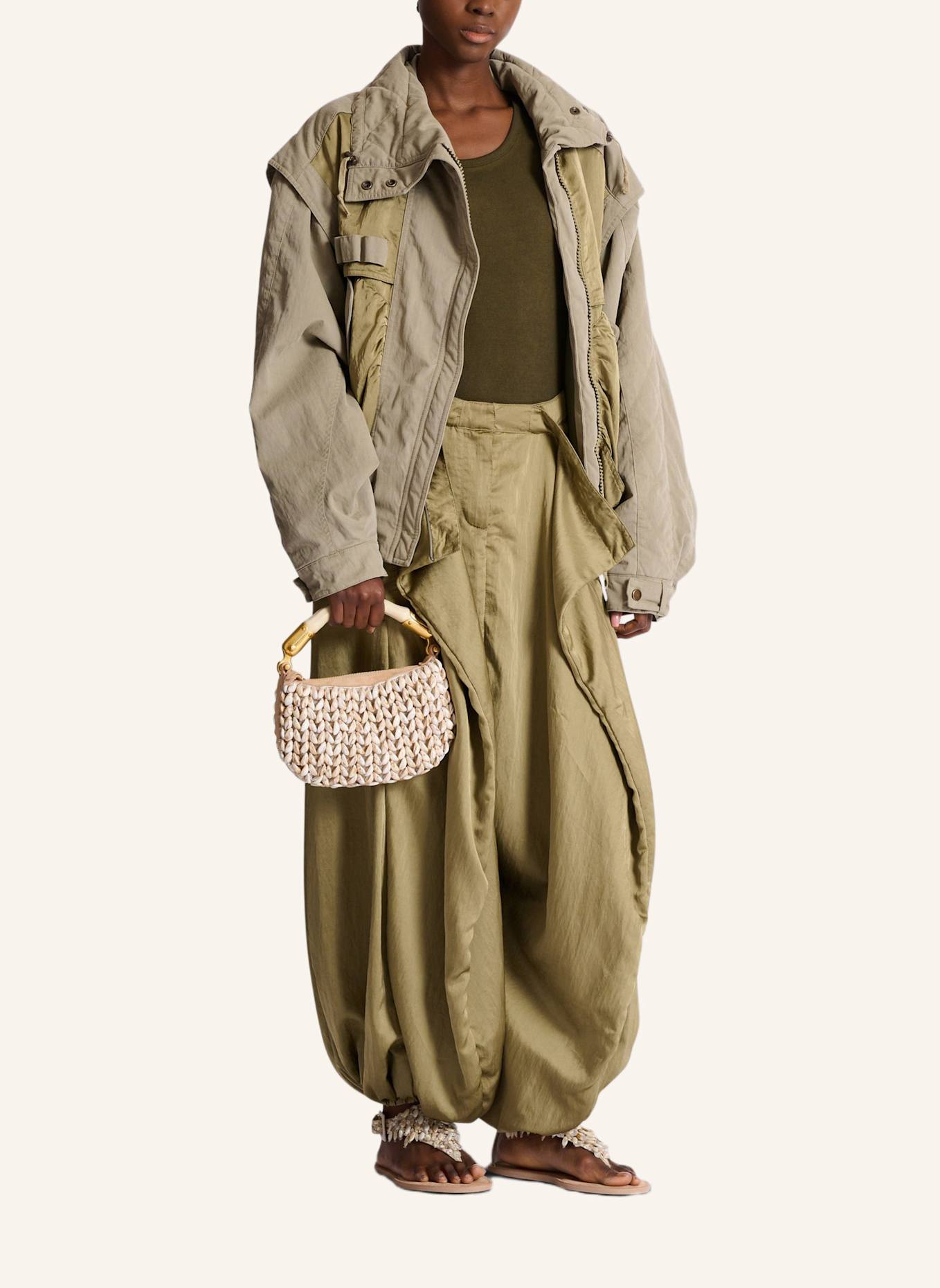 BALMAIN Mini-Tasche Ébène aus Wildleder und Muscheln: KHAKI