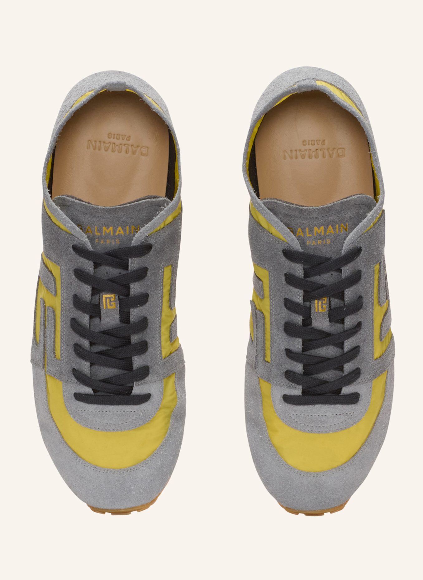 BALMAIN Sneakers Racer 45 aus Wildleder und Nylon: GELB
