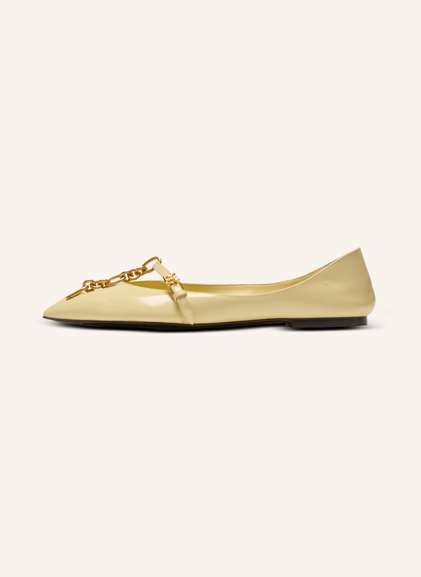 BALMAIN Ballerinas Sync aus glänzendem Lammleder: GELB