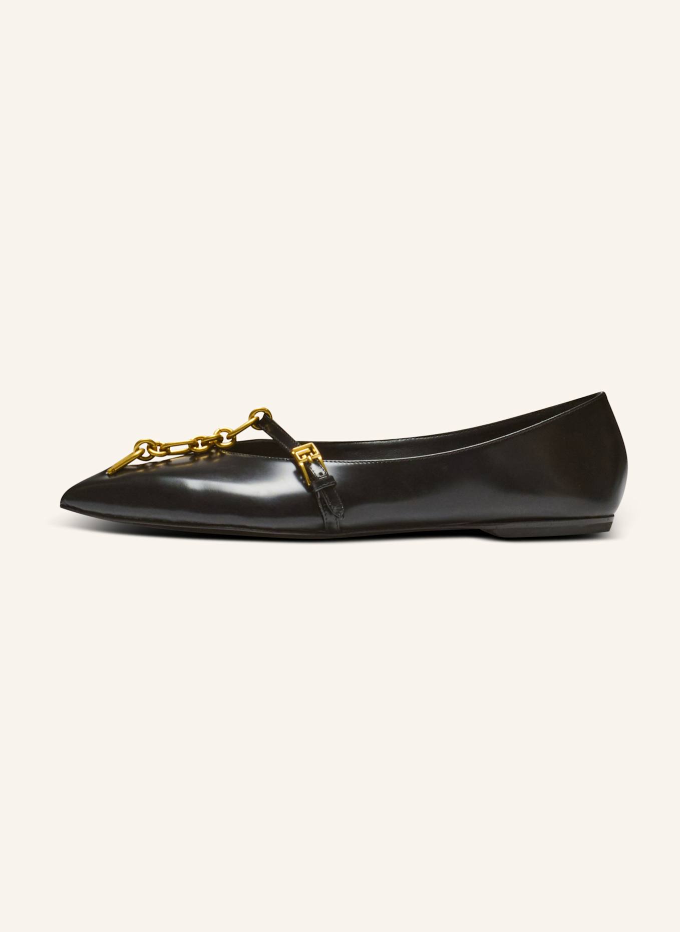 BALMAIN Ballerinas Sync aus glänzendem Lammleder: SCHWARZ