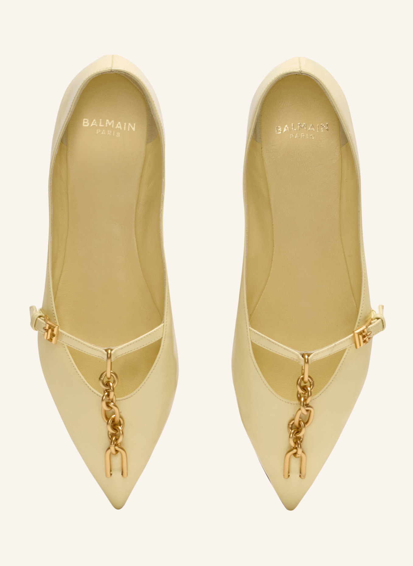 BALMAIN Ballerinas Sync aus glänzendem Lammleder: GELB