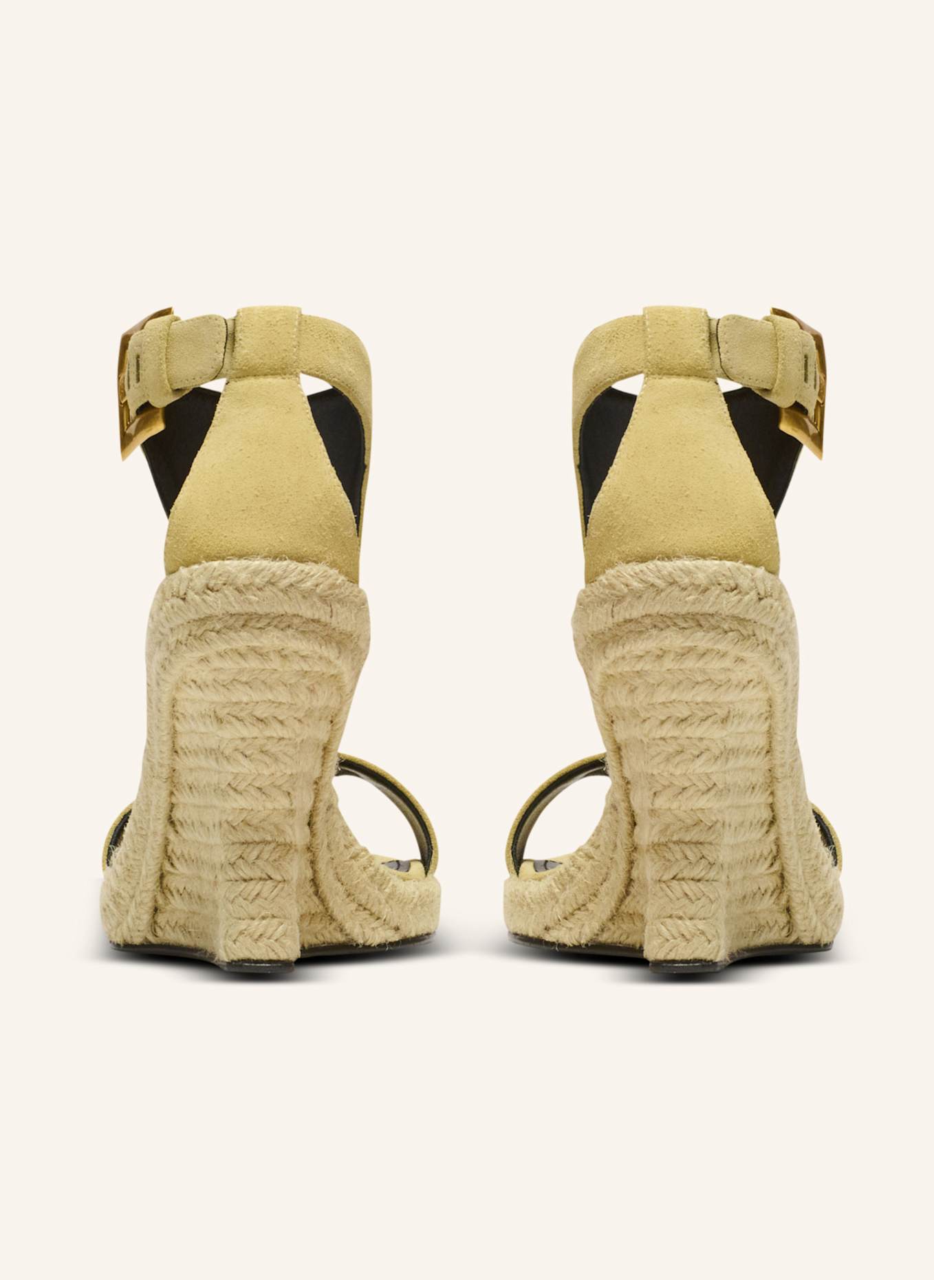 BALMAIN Espadrilles Anthem mit Keilabsatz aus Wildleder: KHAKI