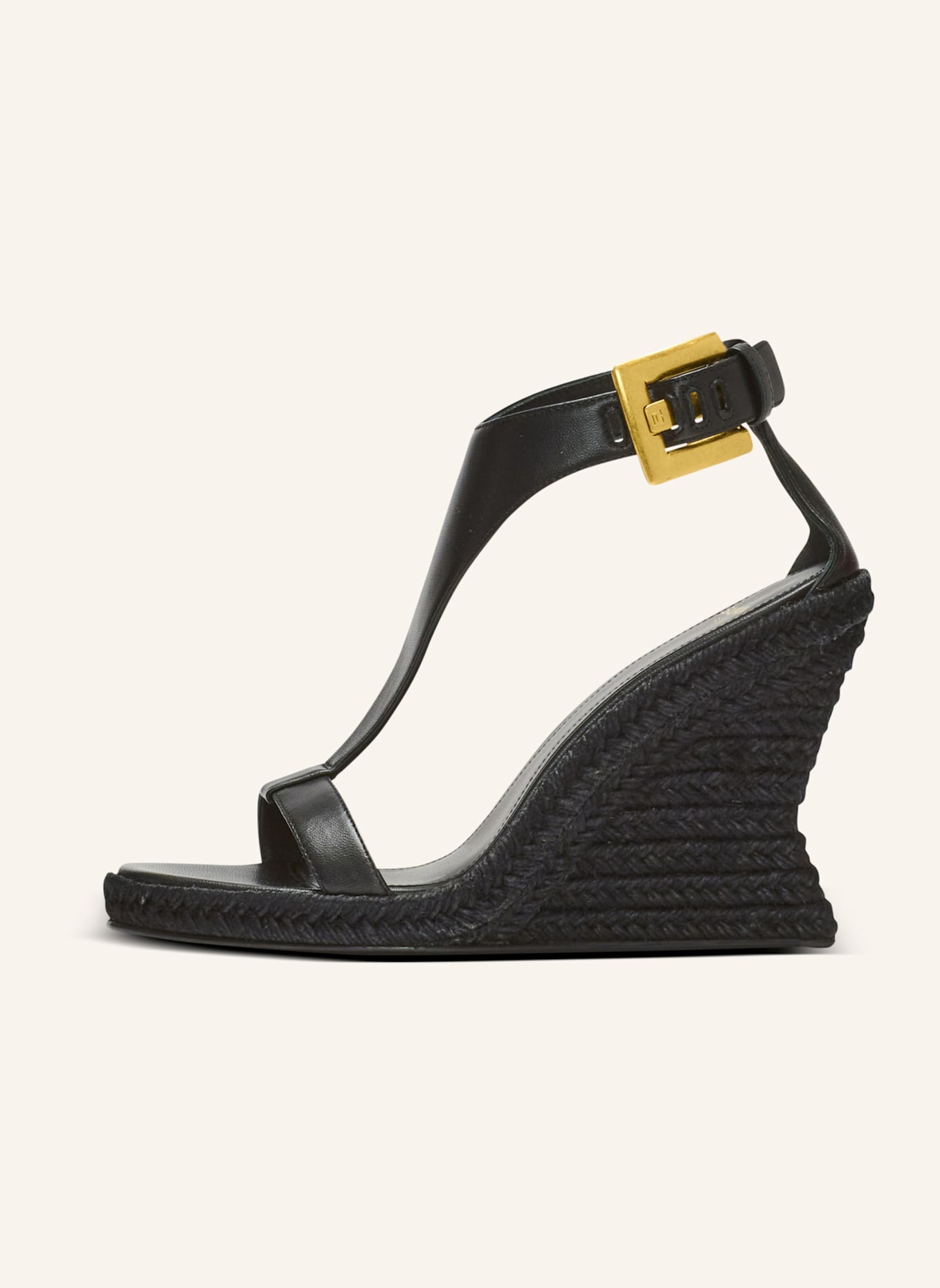 BALMAIN Espadrilles Anthem mit Keilabsatz als Lammleder: SCHWARZ
