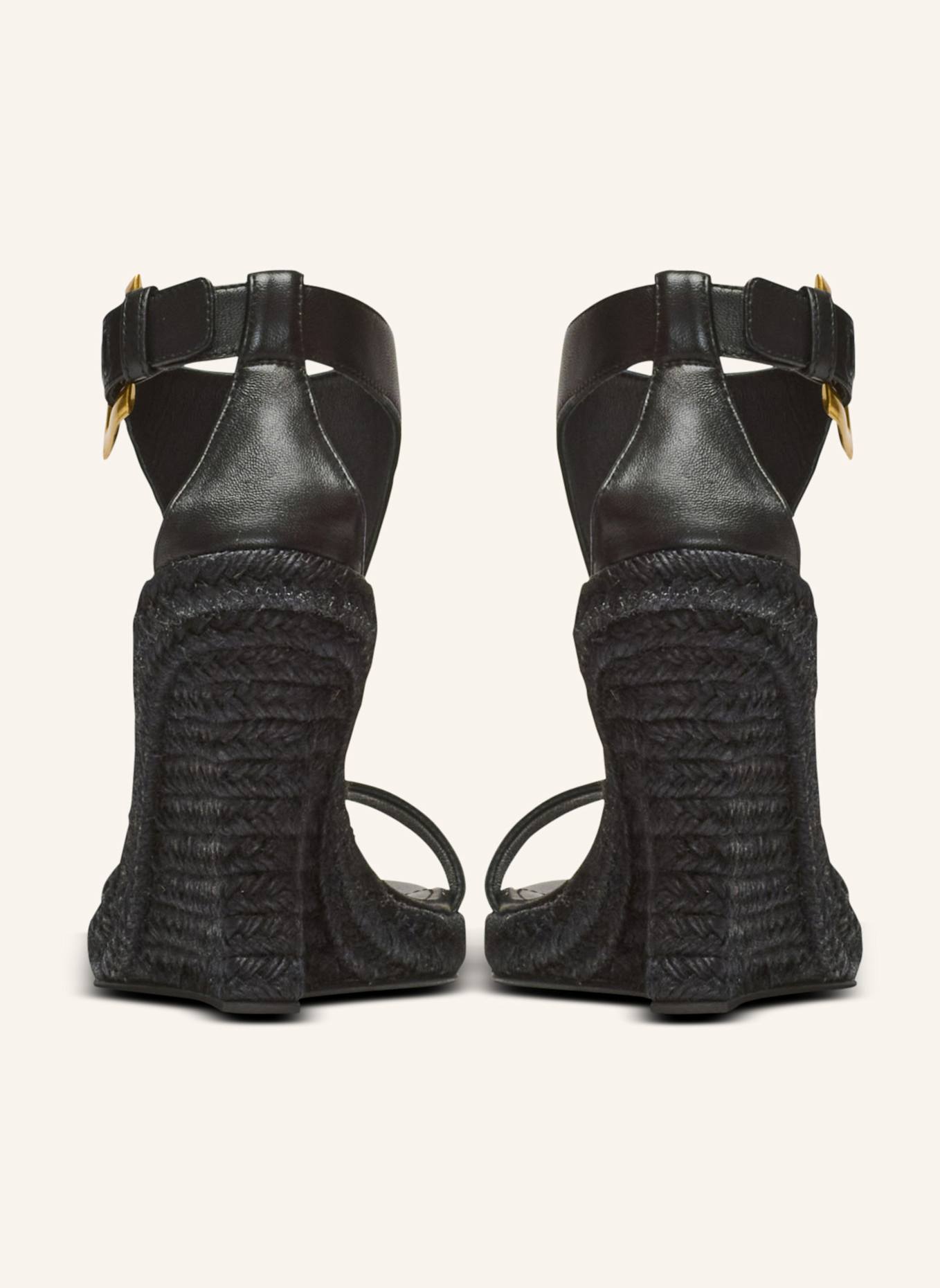 BALMAIN Espadrilles Anthem mit Keilabsatz als Lammleder: SCHWARZ