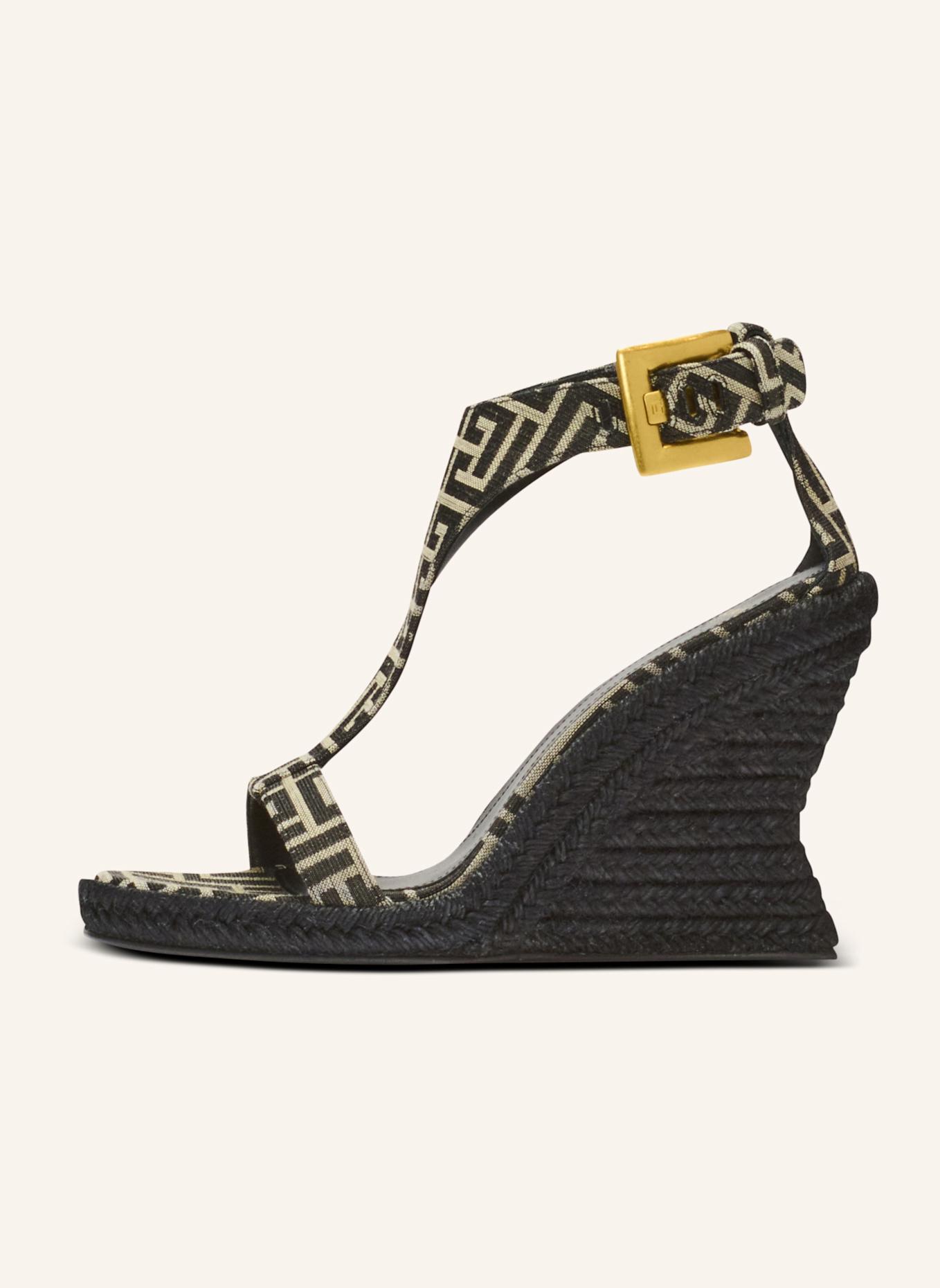 BALMAIN Espadrilles Anthem mit Keilabsatz aus Monogramm-Jacquard: SCHWARZ