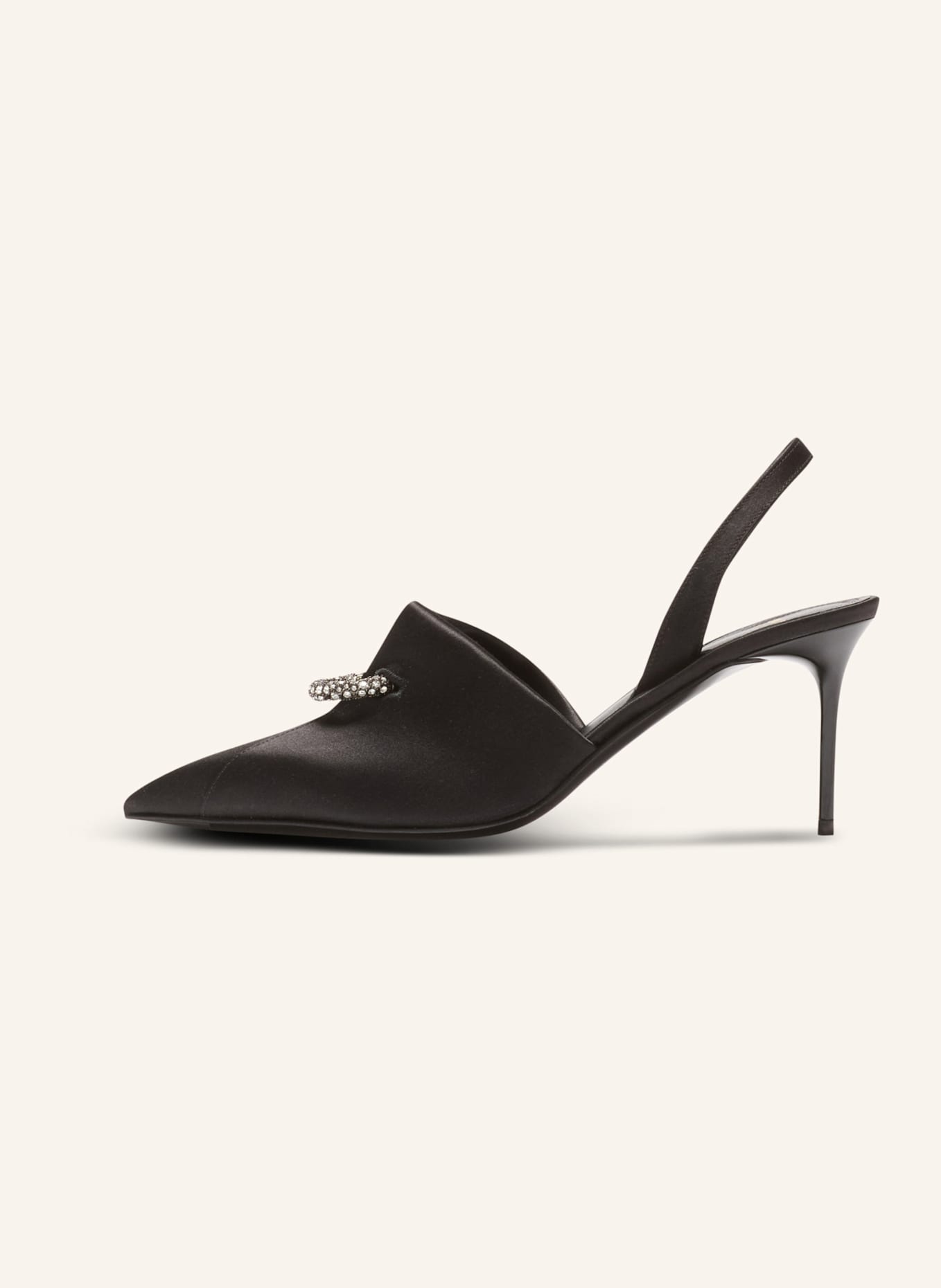 BALMAIN Pumps aus Satin mit Piercing: SCHWARZ